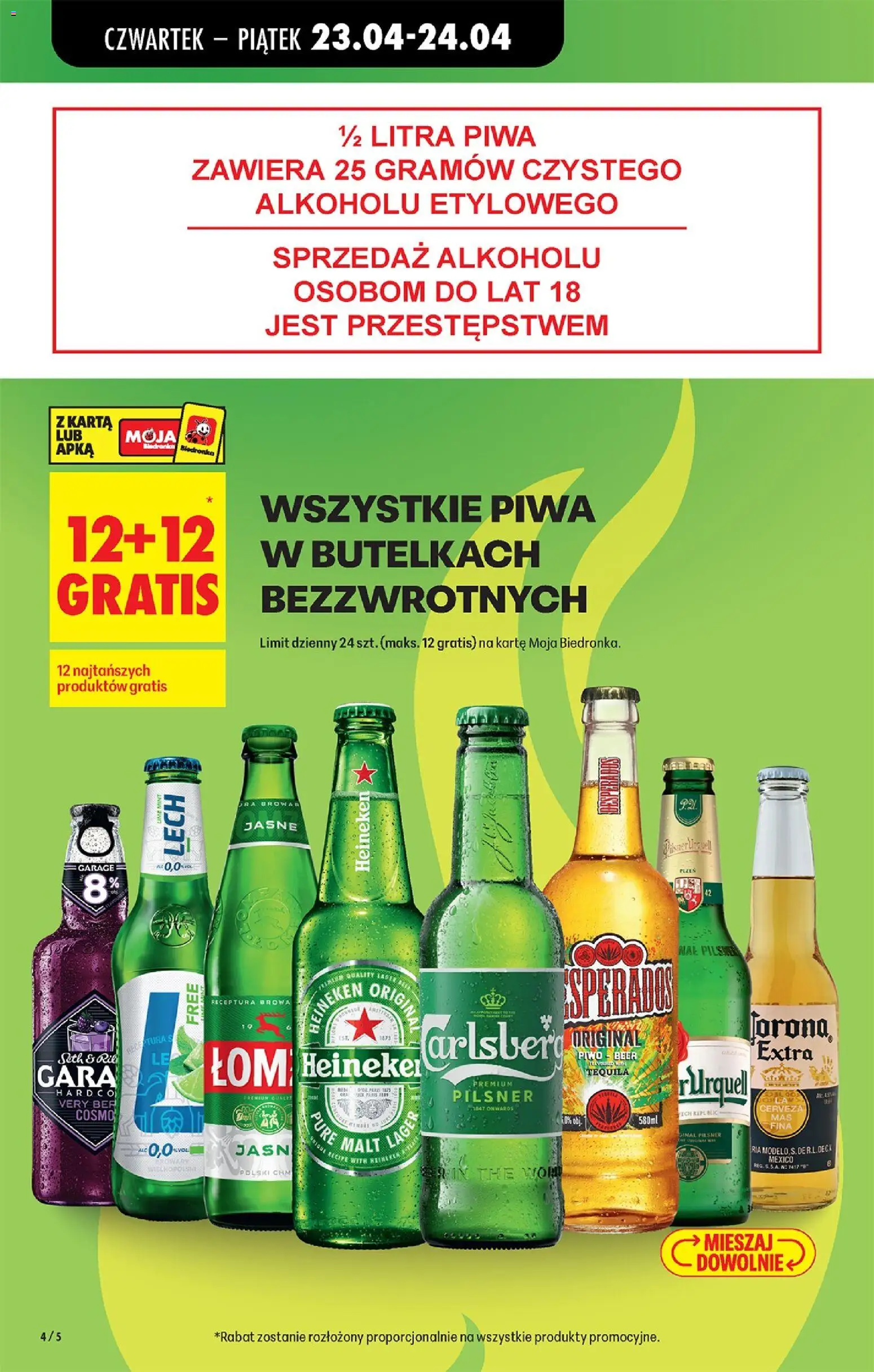 Biedronka Polsko leták - Codziennie niskie ceny od 23.04.2026 | Strana: 18 | Produkty: Heineken, Pilsner, Tequila