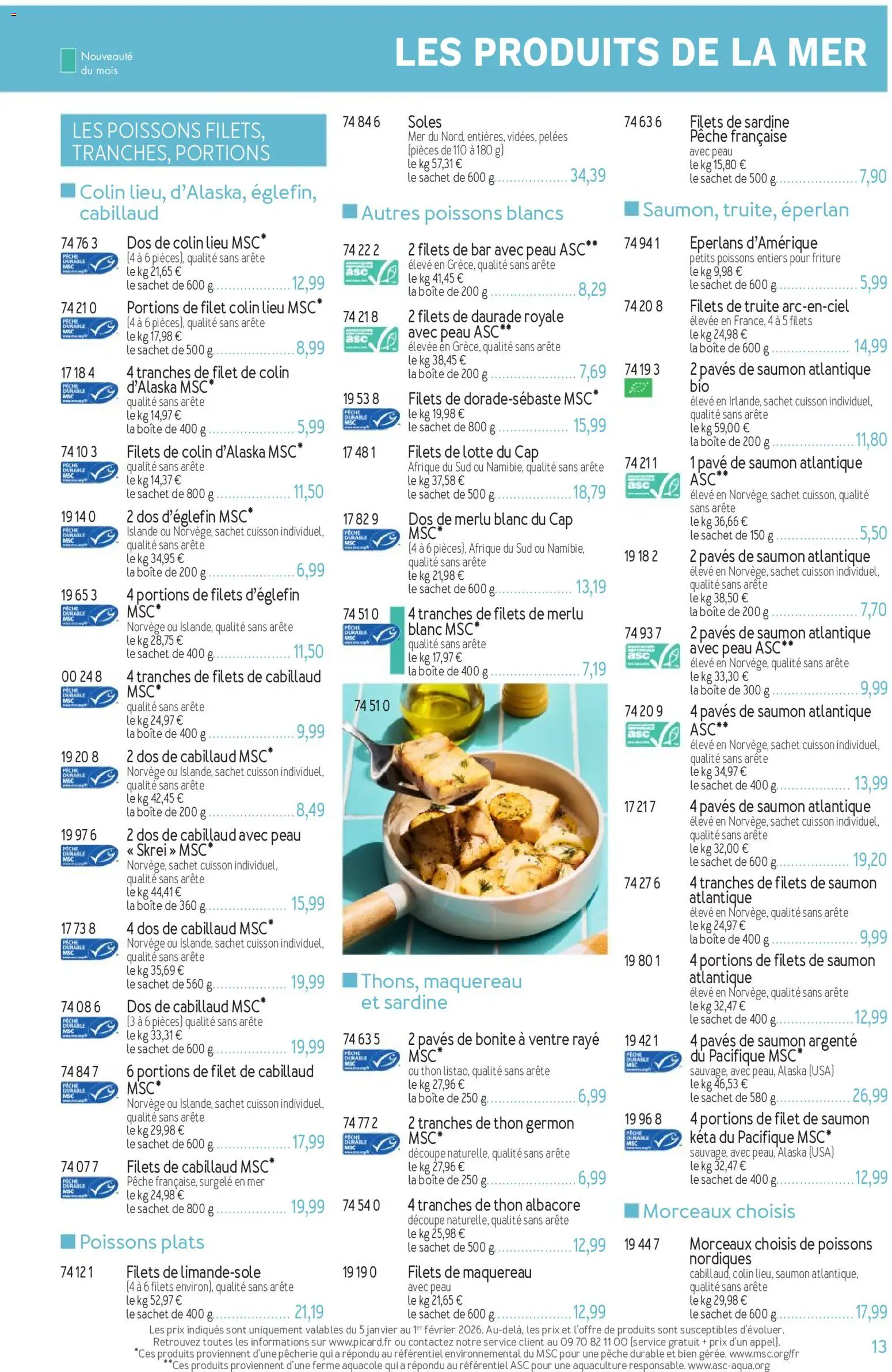 {H1} | Page: 13 | Produits: Pavé de saumon, Sardine, Daurade, Saumon