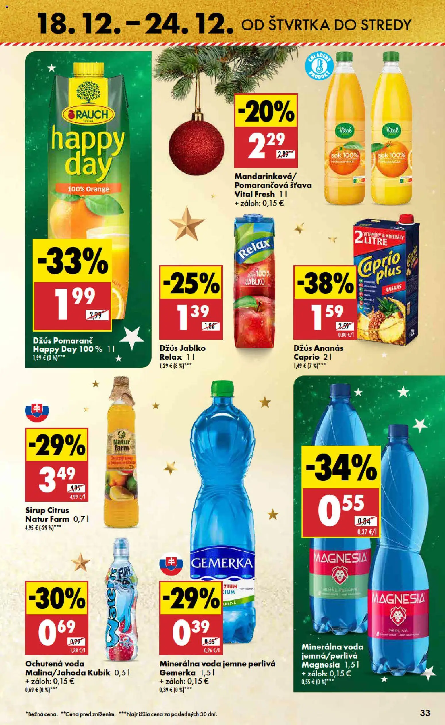 Nové Biedronka akcie – leták je platný od 18.12.2025 | Strana: 33 | Produkty: Džús, Magnesia, Ananás, Gemerka