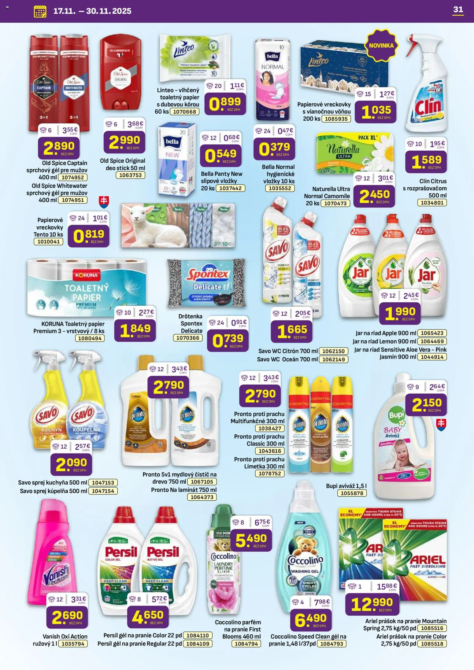 Nové Libex akcie – leták je platný od 17.11.2025 | Strana: 31 | Produkty: Kuchyňa, Kúpelňa, Persil, Savo