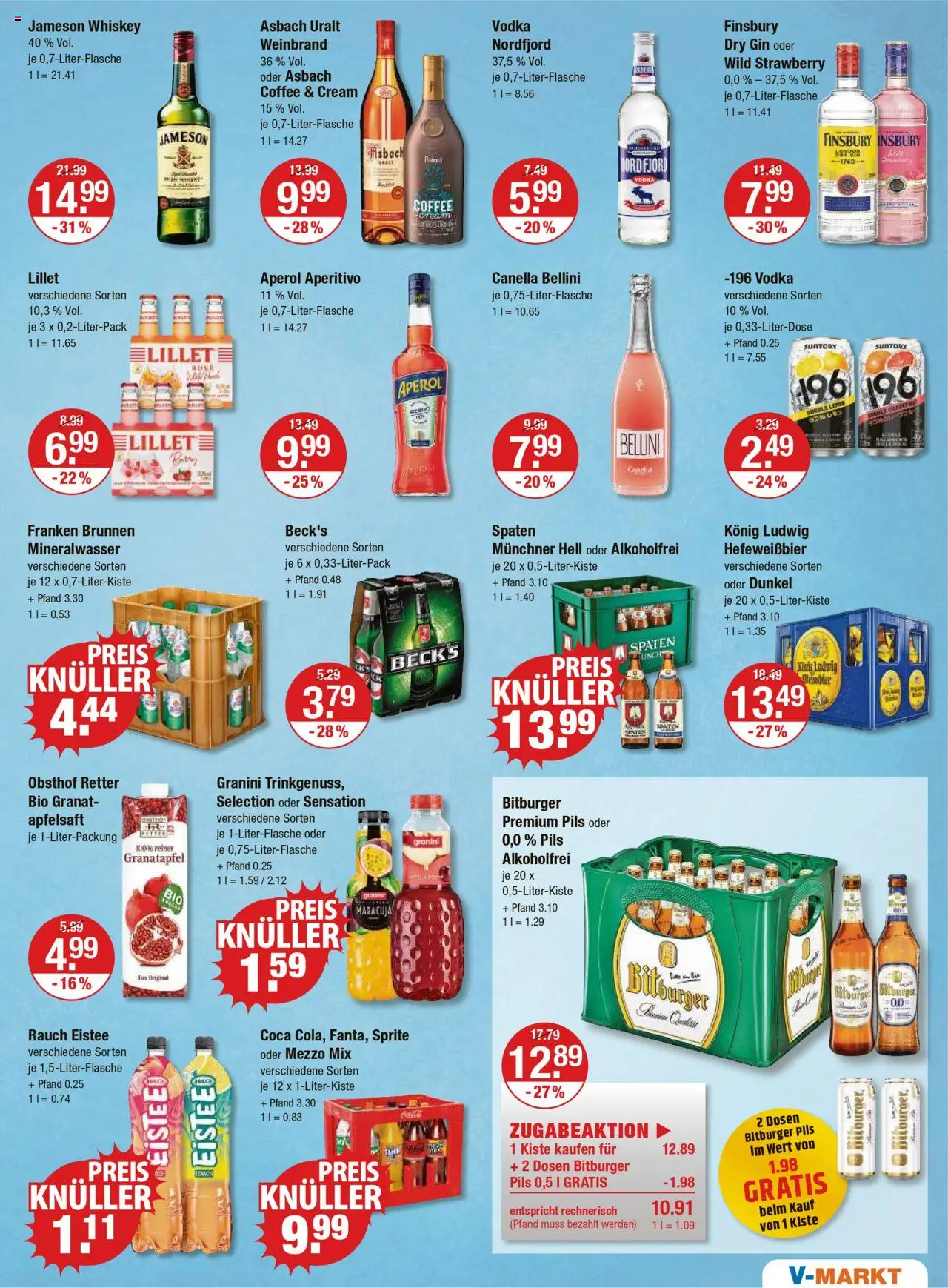 V-Markt - Schwaben/Oberbayern - gültig ab dem 28.08.2025 | Seite: 9 | Produkte: Granatapfel, Mineralwasser, Oder mezzo mix, Whiskey