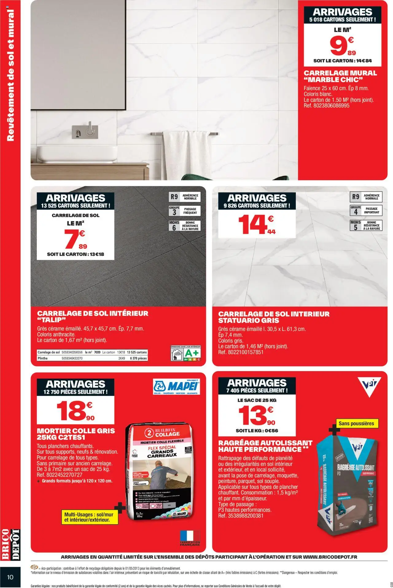 {H1} | Page: 10 | Produits: Sac, Plinthe, Mortier, Colle