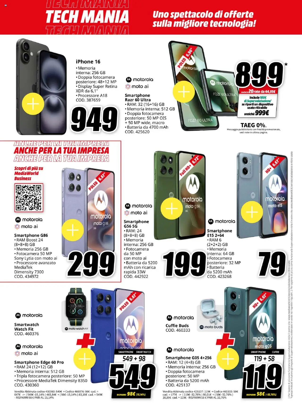 Volantino Media World del 15.09.2025 | Pagina: 16 | Prodotti: Cuffie, Fotocamera, Smartwatch, Batteria