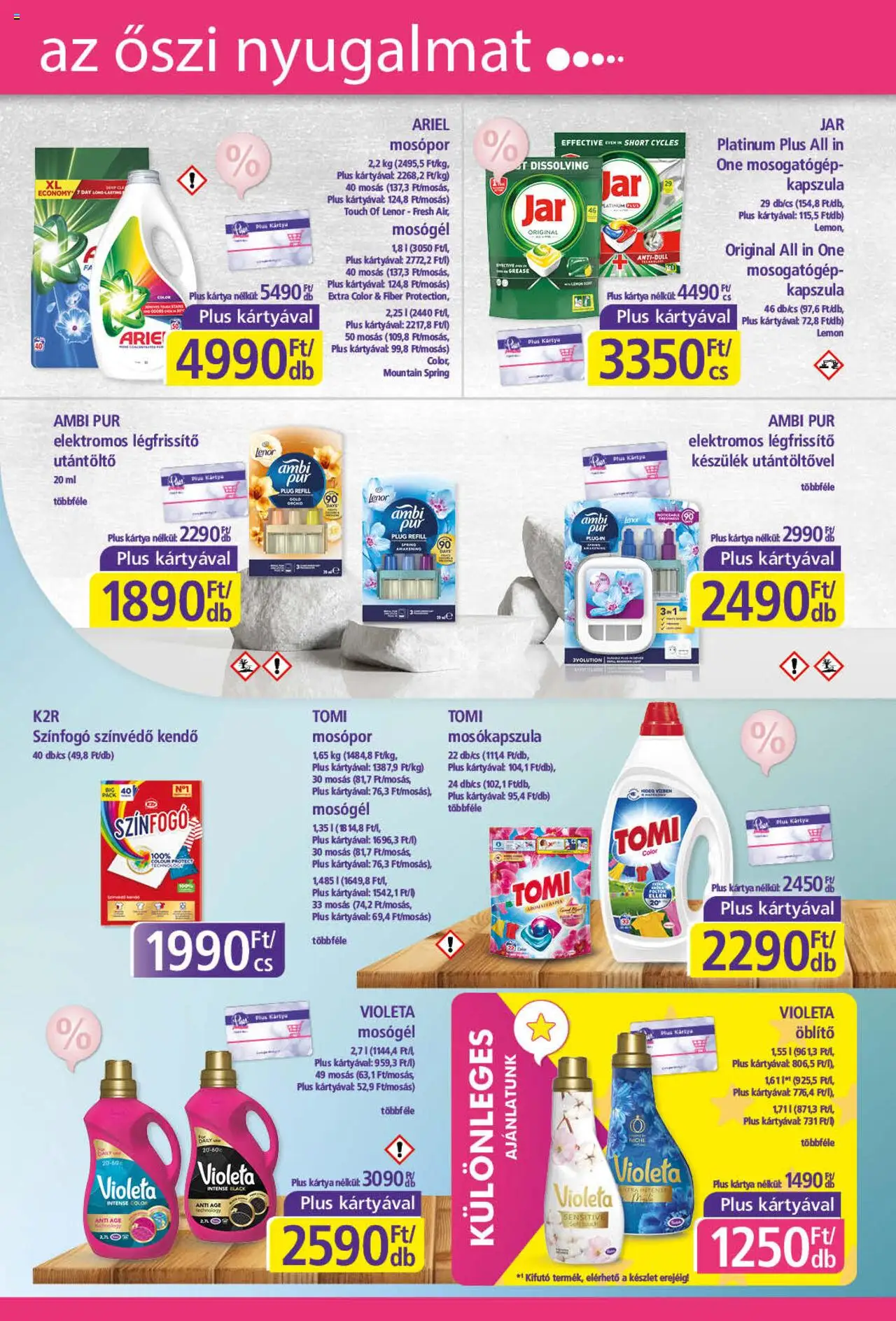 Plus Market akciós ujság - amely érvényes a következő dátumtól: 18.09.2025 | Oldal: 3 | Termékek: Mosókapszula, Öblítő, Légfrissítő, Mosópor