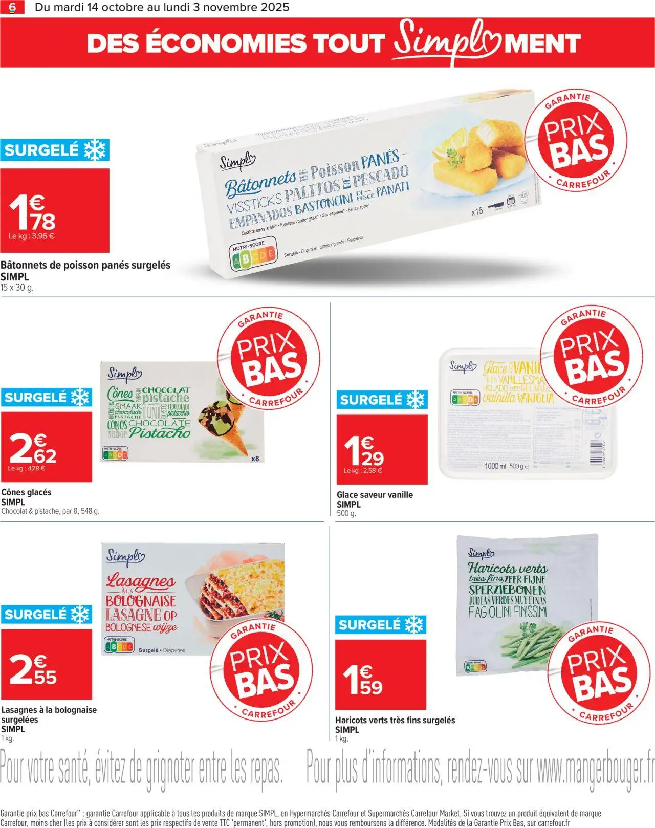 {H1} | Page: 6 | Produits: Lasagnes, Cônes, Chocolat, Poisson