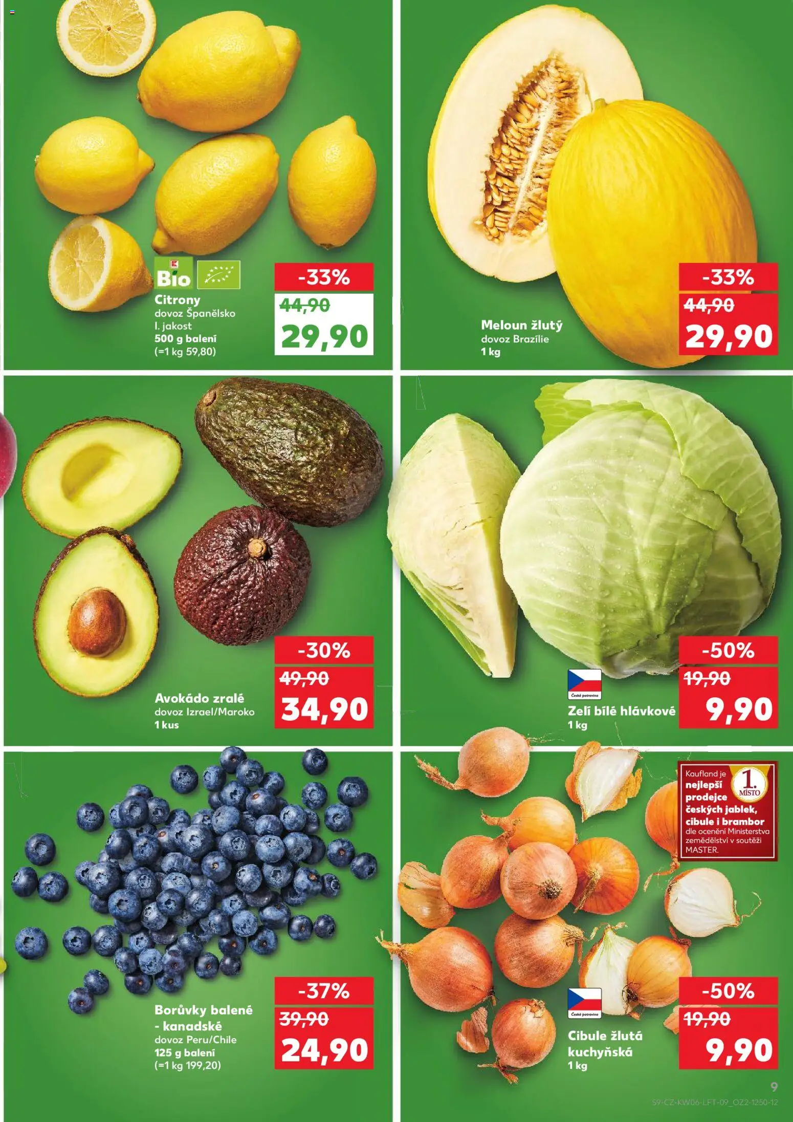 Kaufland leták - Liberec od 04.02.2026 | Strana: 9 | Produkty: Zelí, Borůvky, Avokádo, Cibule