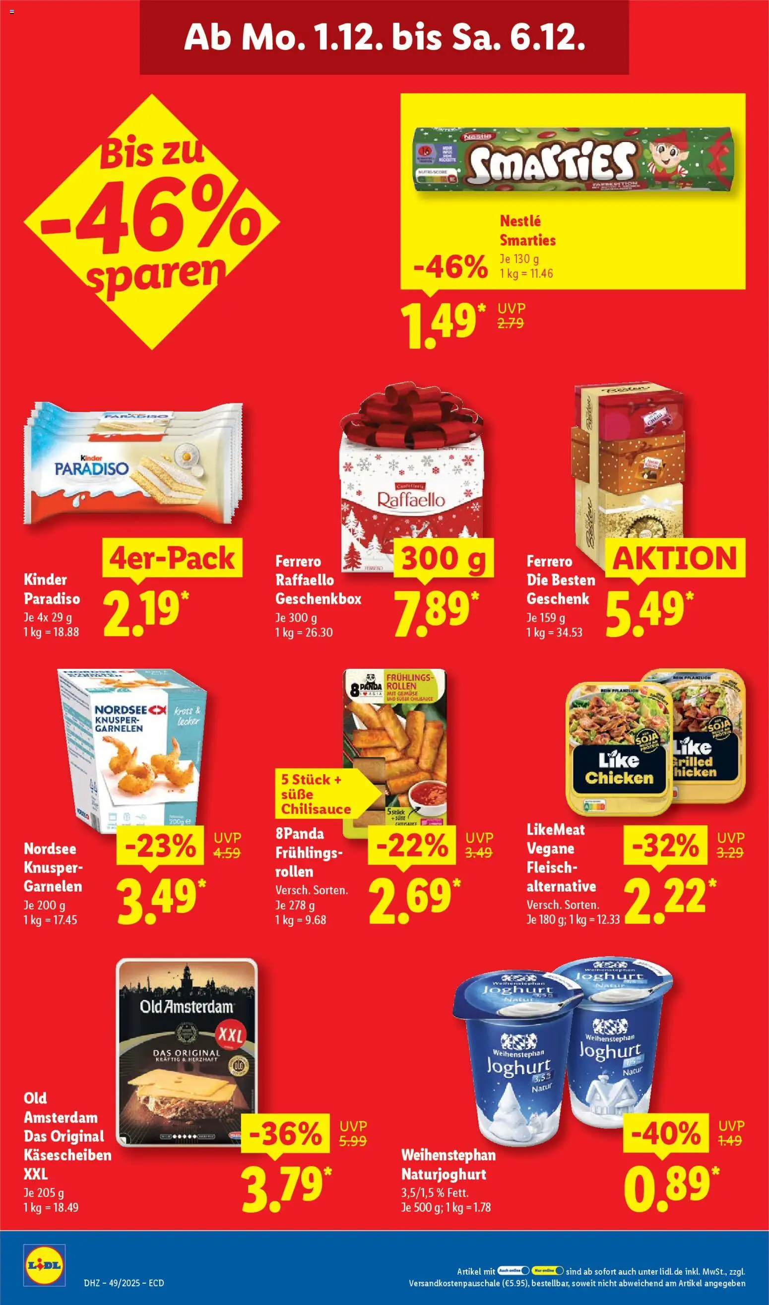 Lidl - Prospekt – gültig ab 01.12.2025 | Seite: 16 | Produkte: Raffaello, Joghurt, Smarties, Garnelen