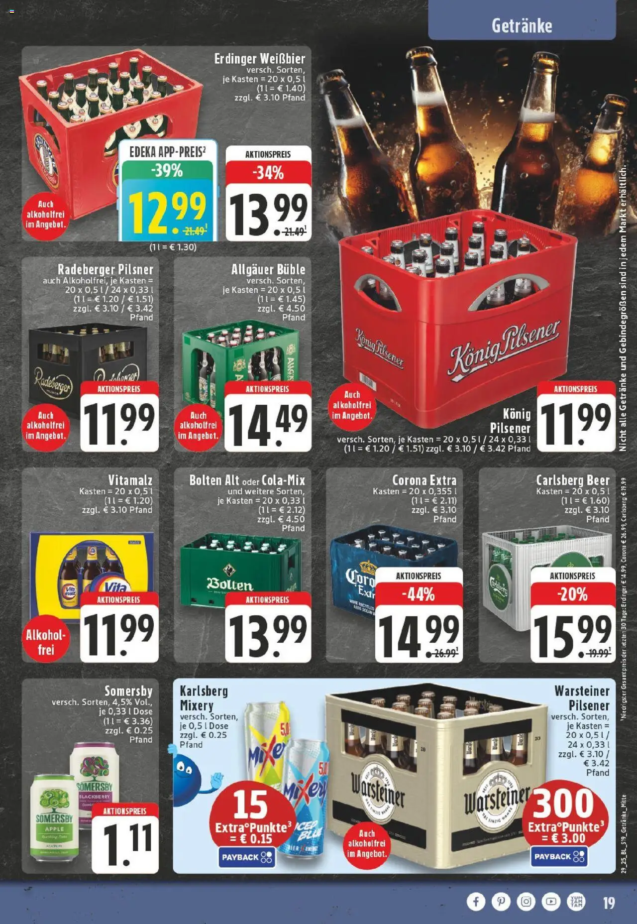Edeka prospekt Meerbusch-Büderich	 - gültig ab dem 13.07.2025 | Seite: 19 | Produkte: Weißbier, Warsteiner, Mixery, Radeberger pilsner