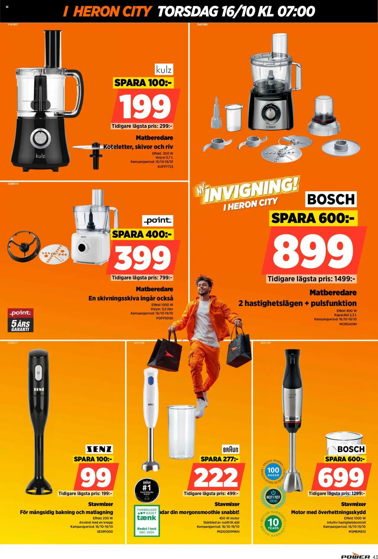Power reklamblad aktuell från 16.10.2025 | Sida: 43 | Produkter: Stavmixer, Matberedare, Blender
