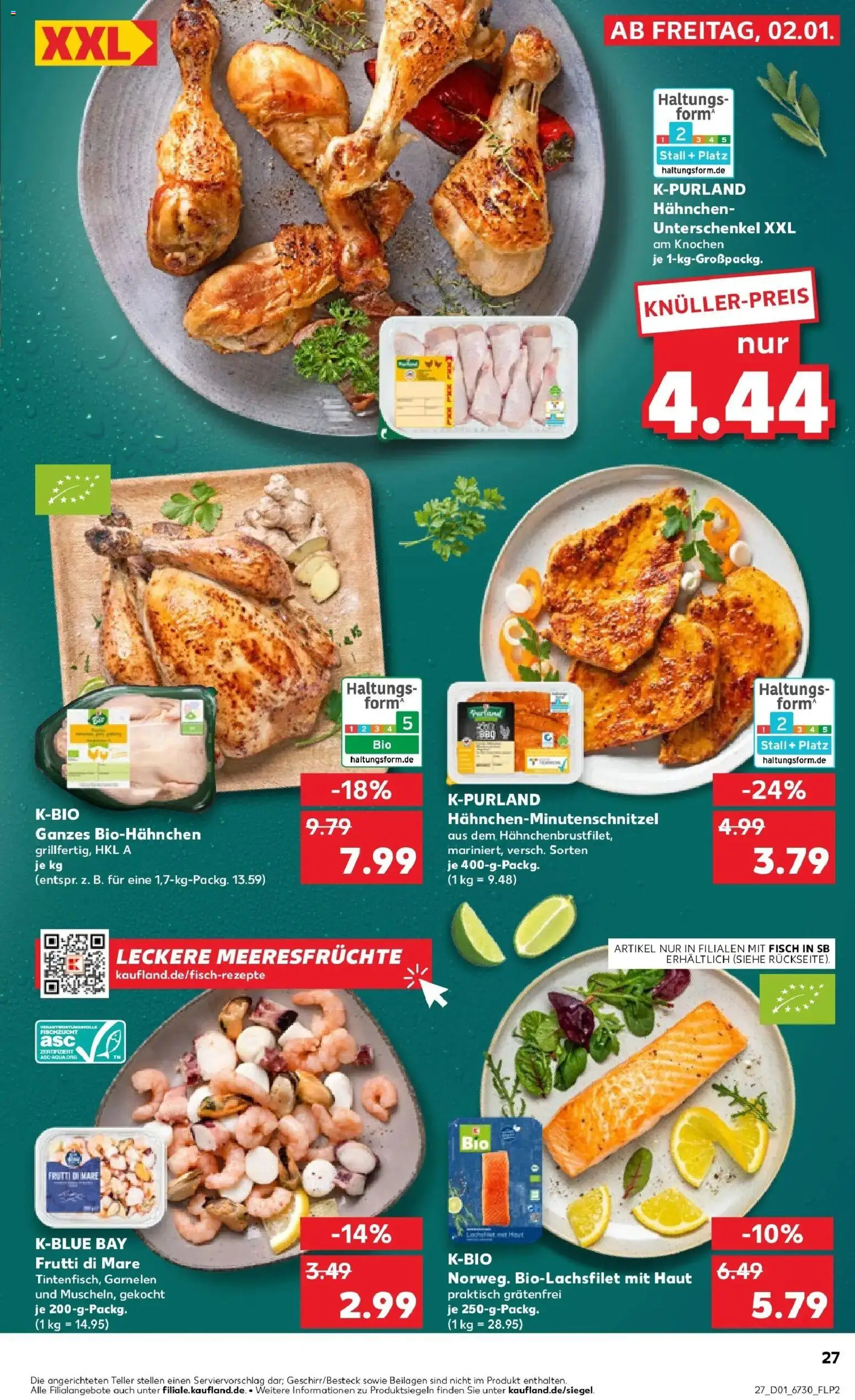 Kaufland prospekt Bad Langensalza	 – gültig ab 05.01.2026 | Seite: 33 | Produkte: Hahnchen, Garnelen, Fisch, Meeresfrüchte