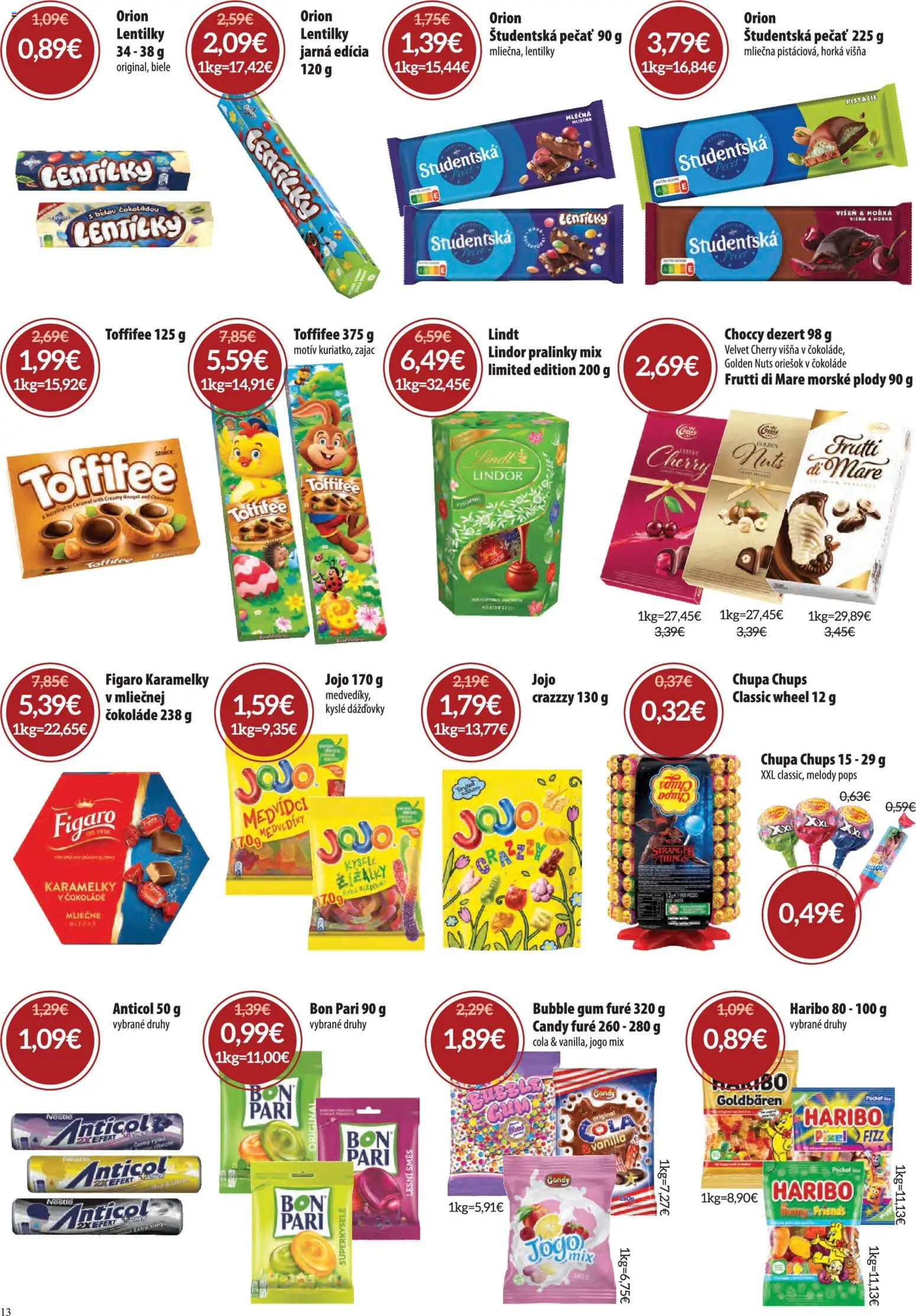 Nové Nitrazdroj akcie – leták je platný od 05.03.2026 | Strana: 13 | Produkty: Lindor, Lindt, Toffifee, Študentská pečať