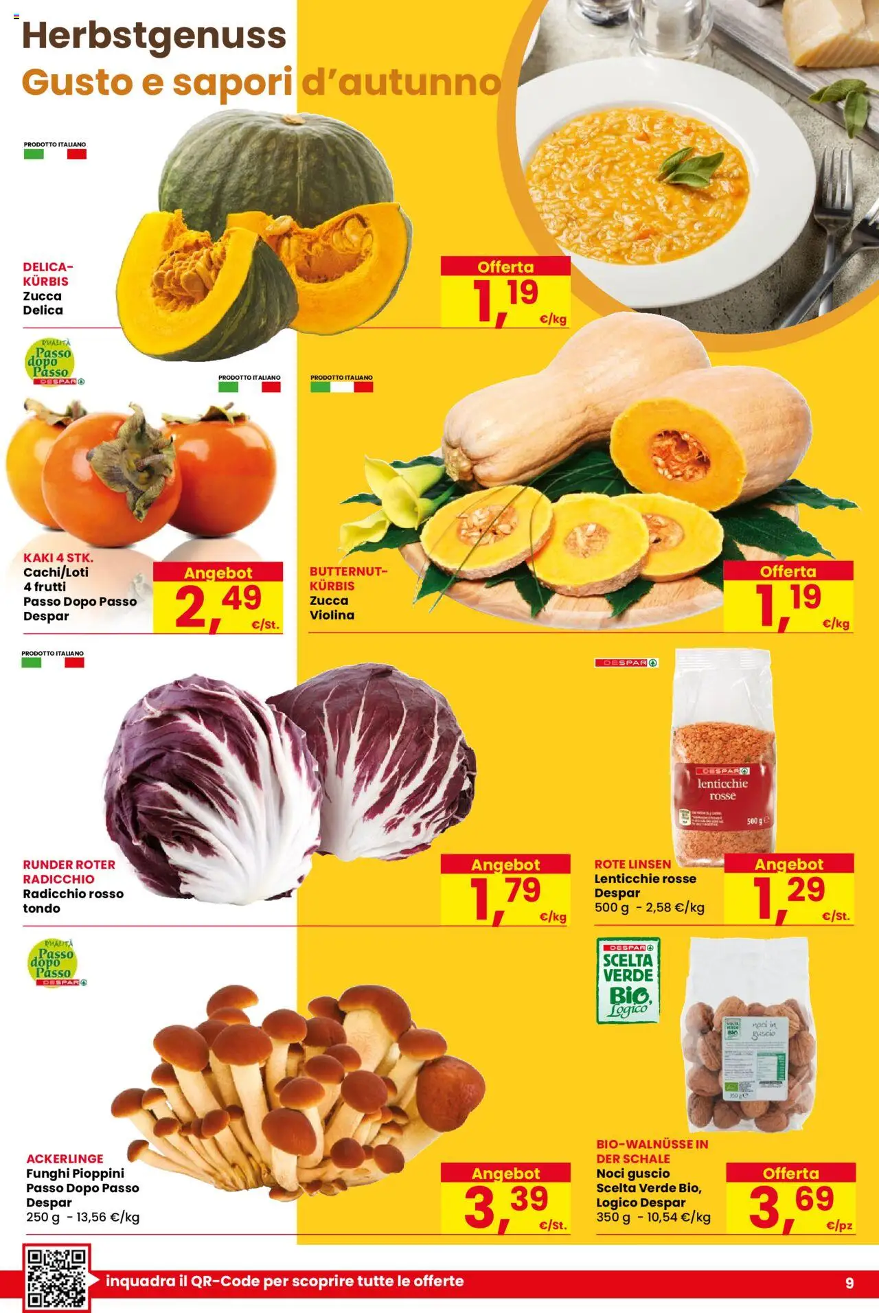 Volantino Despar del 16.10.2025 | Pagina: 9 | Prodotti: Lenticchie, Noci, Funghi, Zucca