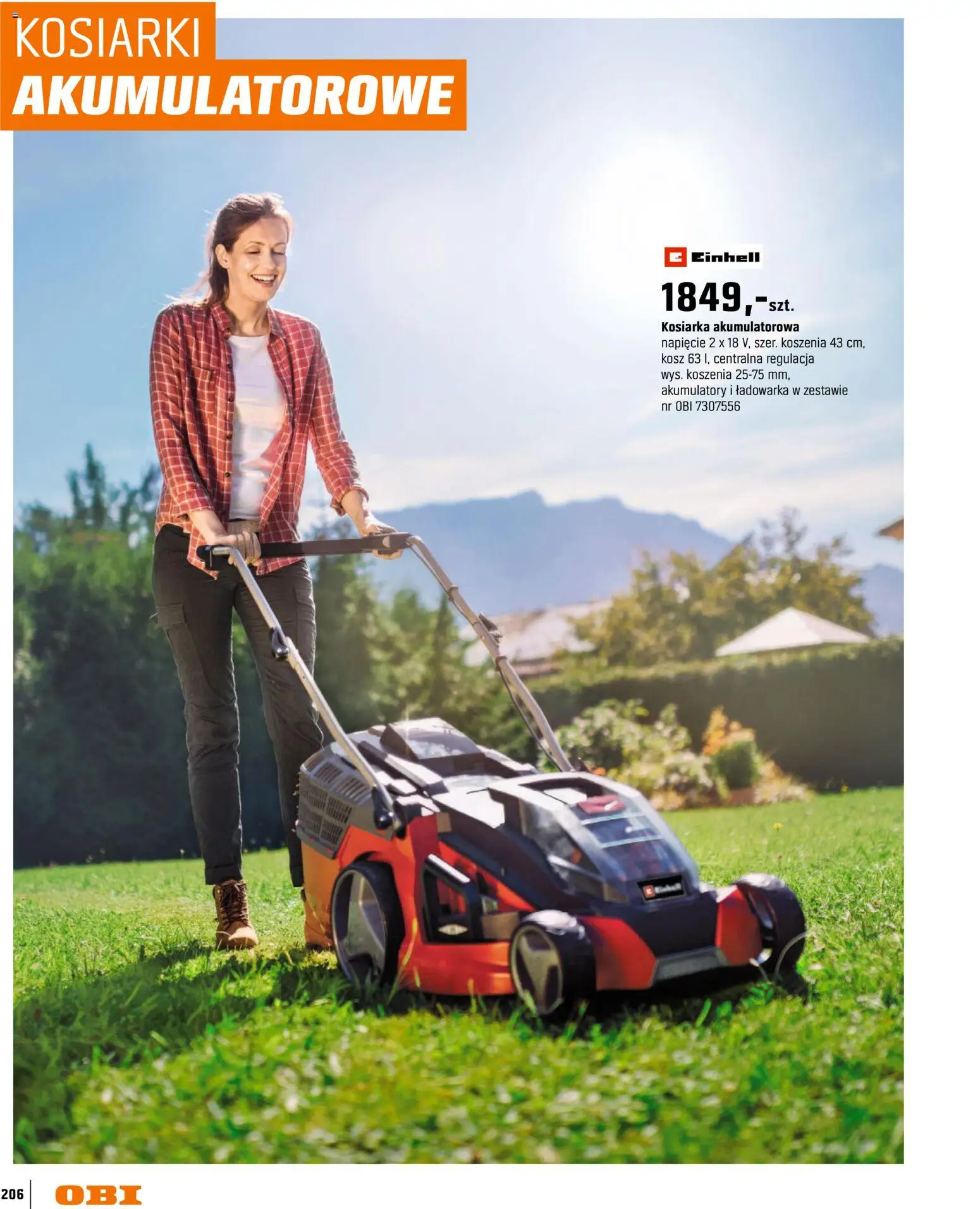 OBI gazetka - Ogród od 11.03.2026 | Strona: 206 | Produkty: Ładowarka, Kosiarka, Kosz