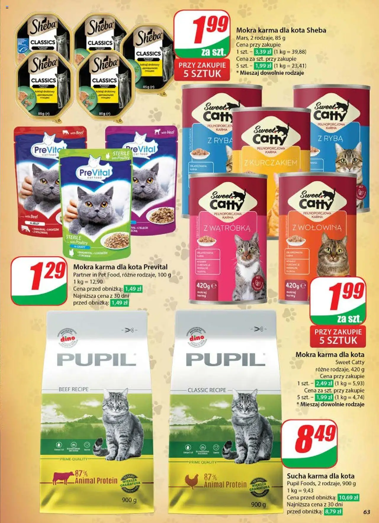 Dino Gazetka od 04.06.2025 | Strona: 63 | Produkty: Wątróbka, Karma dla kota, Wołowina, Ryba