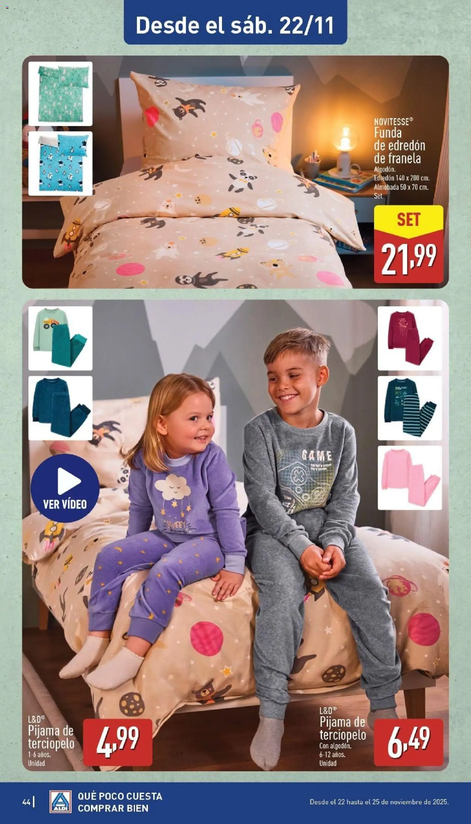 Aldi folleto Canarias │ válido desde el 17.11.2025 | Página: 44 | Productos: Pijama, Video, Funda, Almohada