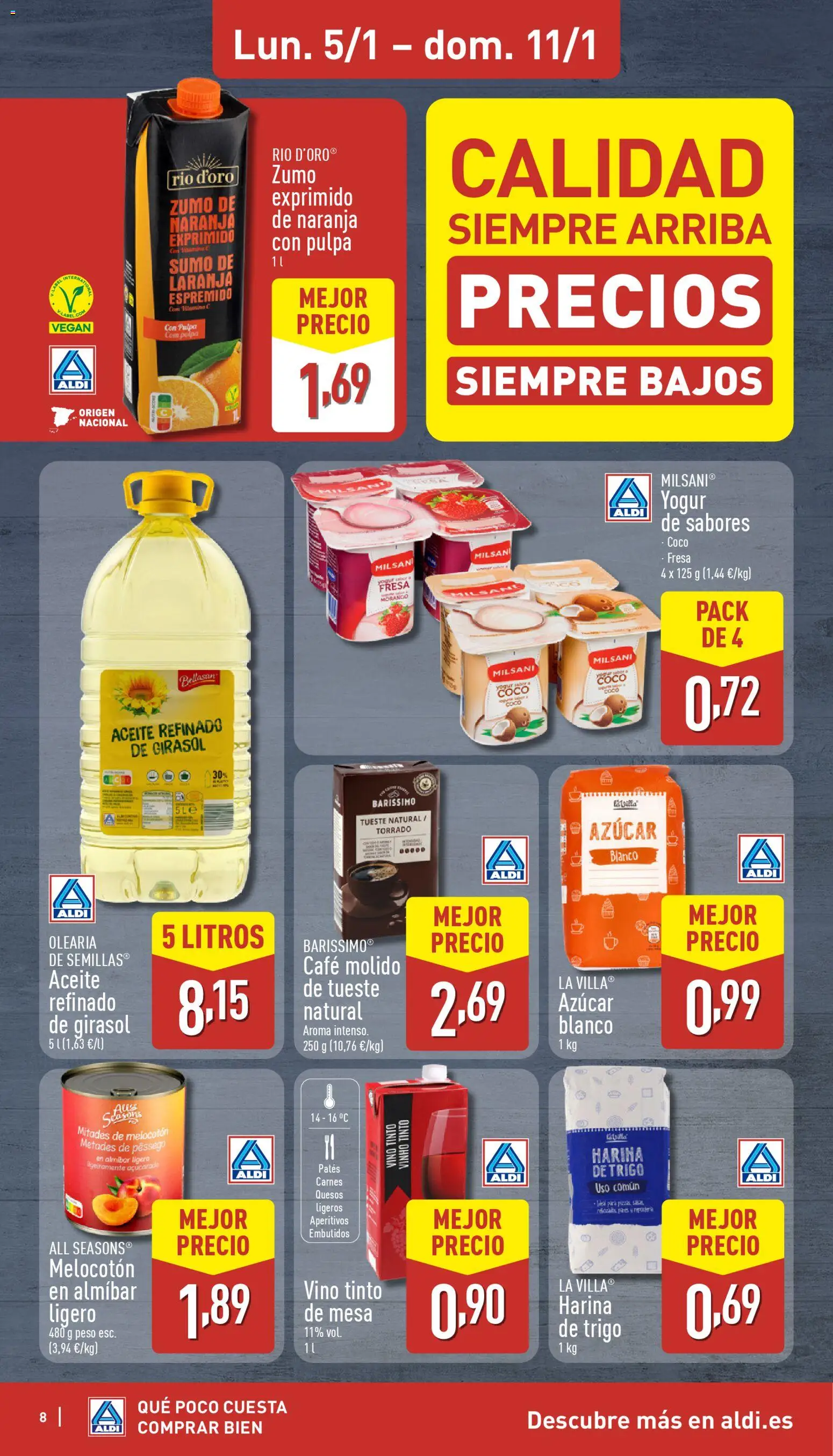 Aldi folleto Baleares │ válido desde el 05.01.2026 | Página: 8 | Productos: Aceite, Café, Νυχτικό, Mesa