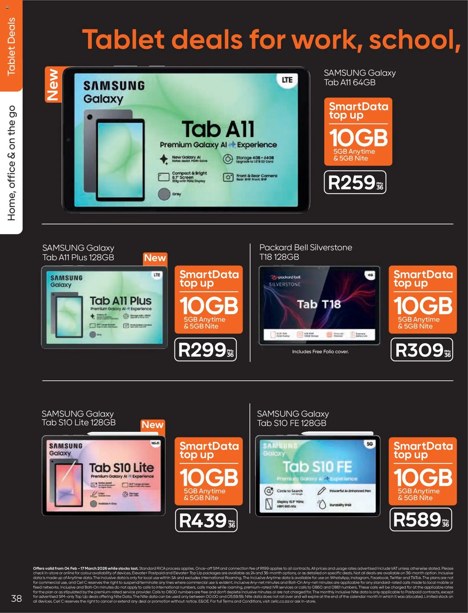 New Cell C catalogue – valid from 04.02.2026 | Page: 40 | Products: Data, Tablet, Camera, Stock
