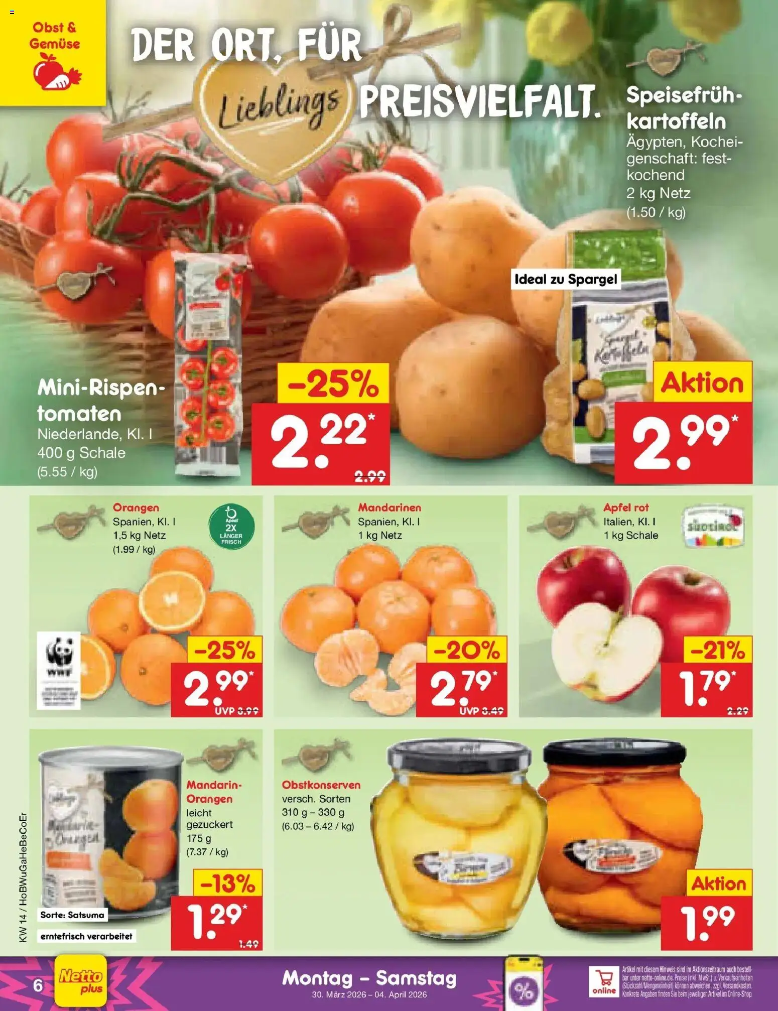 Netto Marken-Discount Prospekt Kremmen	 – gültig ab 29.03.2026 | Seite: 6 | Produkte: Orangen, Spargel, Gemüse, Obst