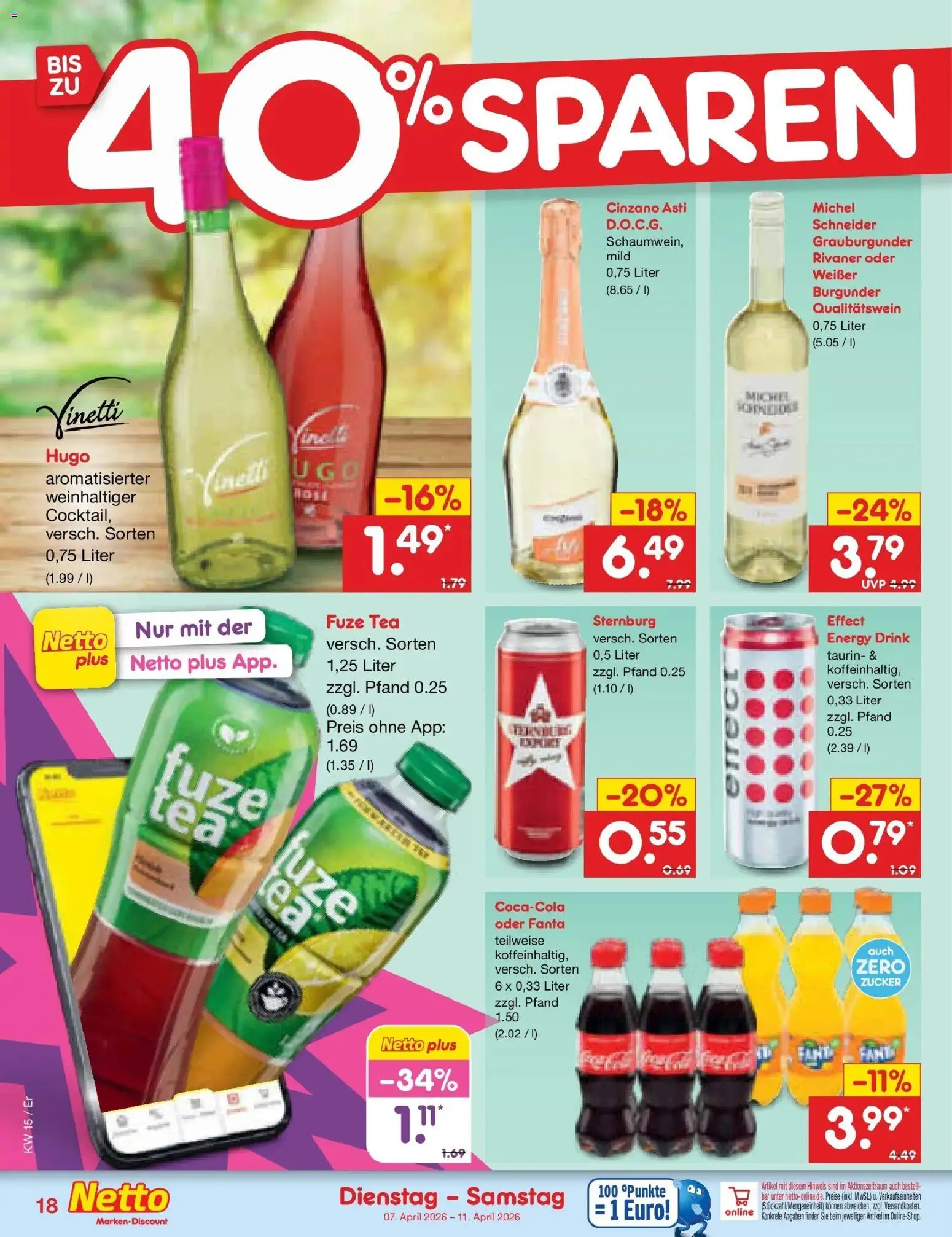 Netto Marken-Discount Prospekt Nordhausen	 – gültig ab 07.04.2026 | Seite: 20 | Produkte: Fuze tea, Energy, Zucker, Hugo