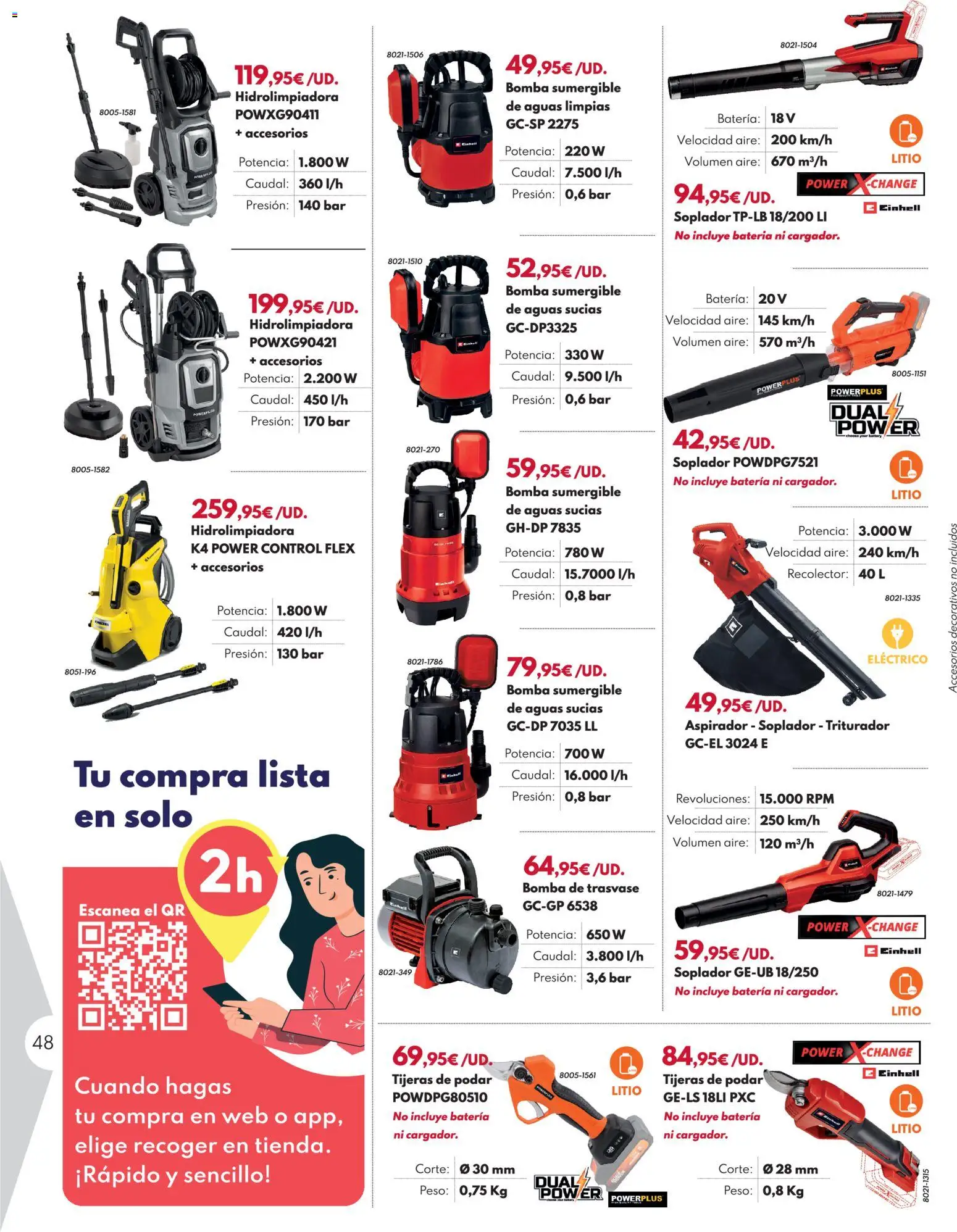 BricoCentro folleto │ válido desde el 23.03.2026 | Página: 48 | Productos: Hidrolimpiadora, Peso, Aspirador, Batería