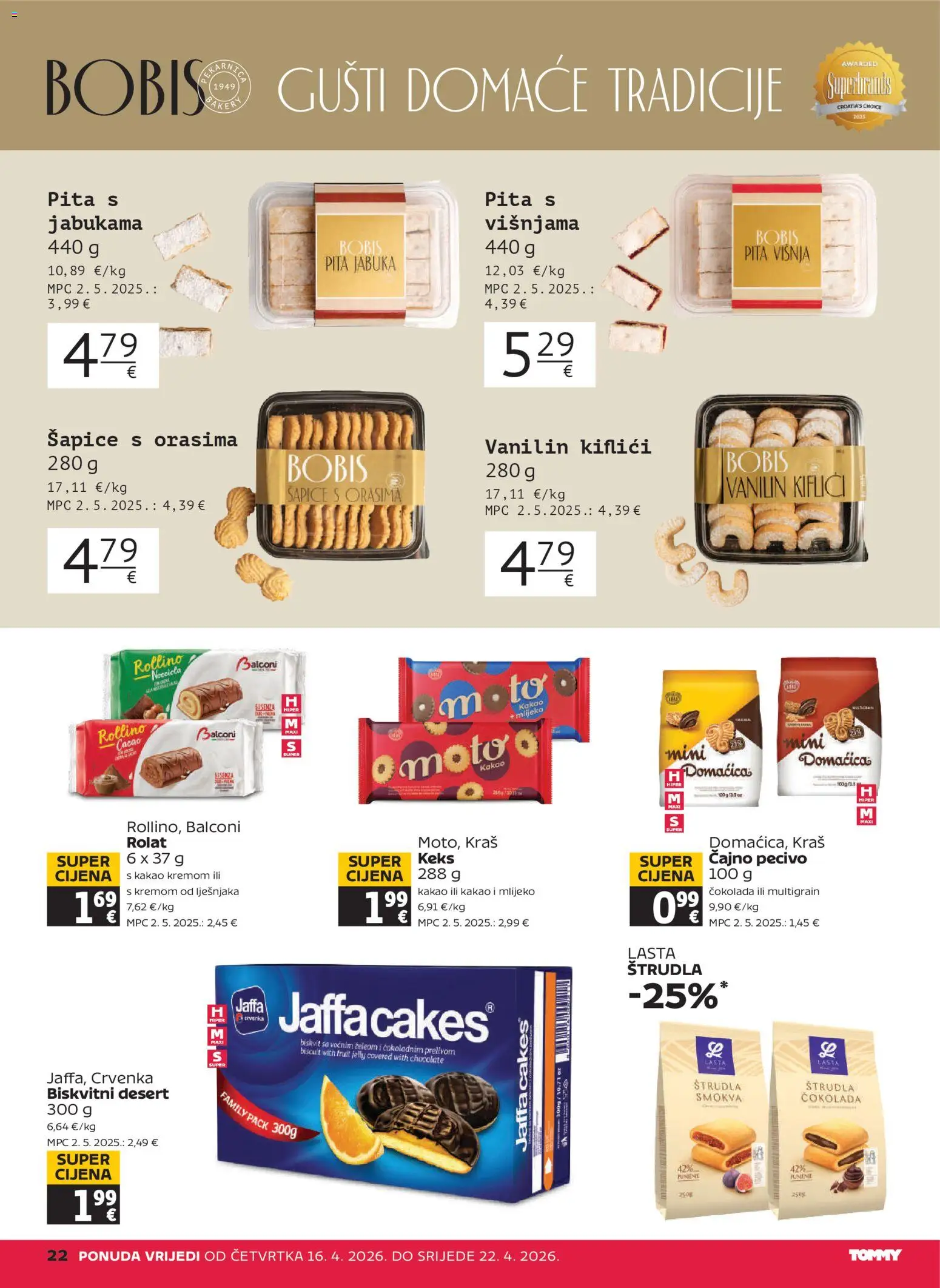 Tommy katalog | vrijedi od 16.04.2026 | Stranica: 22 | Proizvodi: Keks, Kakao, Pecivo, Jabuka