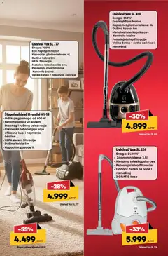 Usisivač Vox SL 777, Snaga: 700W, Eco HighSpin motor, Kapacitet platnene kese: 4L, Dužina kabla 5m, HEPA filtracija, Metalna teleskopska cev,, Petoslojni nivo filtracije, Kontrola brzine, Velika četka + nastavak za ivice - pregled Mega Maxi kataloga - važi od 19.02.2026 | Strana: 9