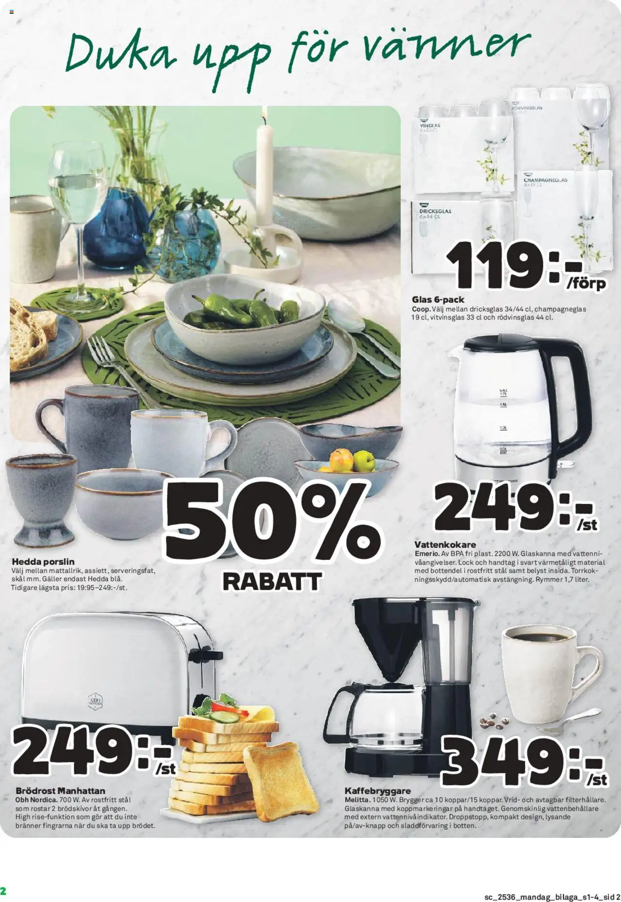 Coop Forum reklamblad aktuell från 01.09.2025 | Sida: 14 | Produkter: Kaffebryggare, Vattenkokare, Brödrost, Galler