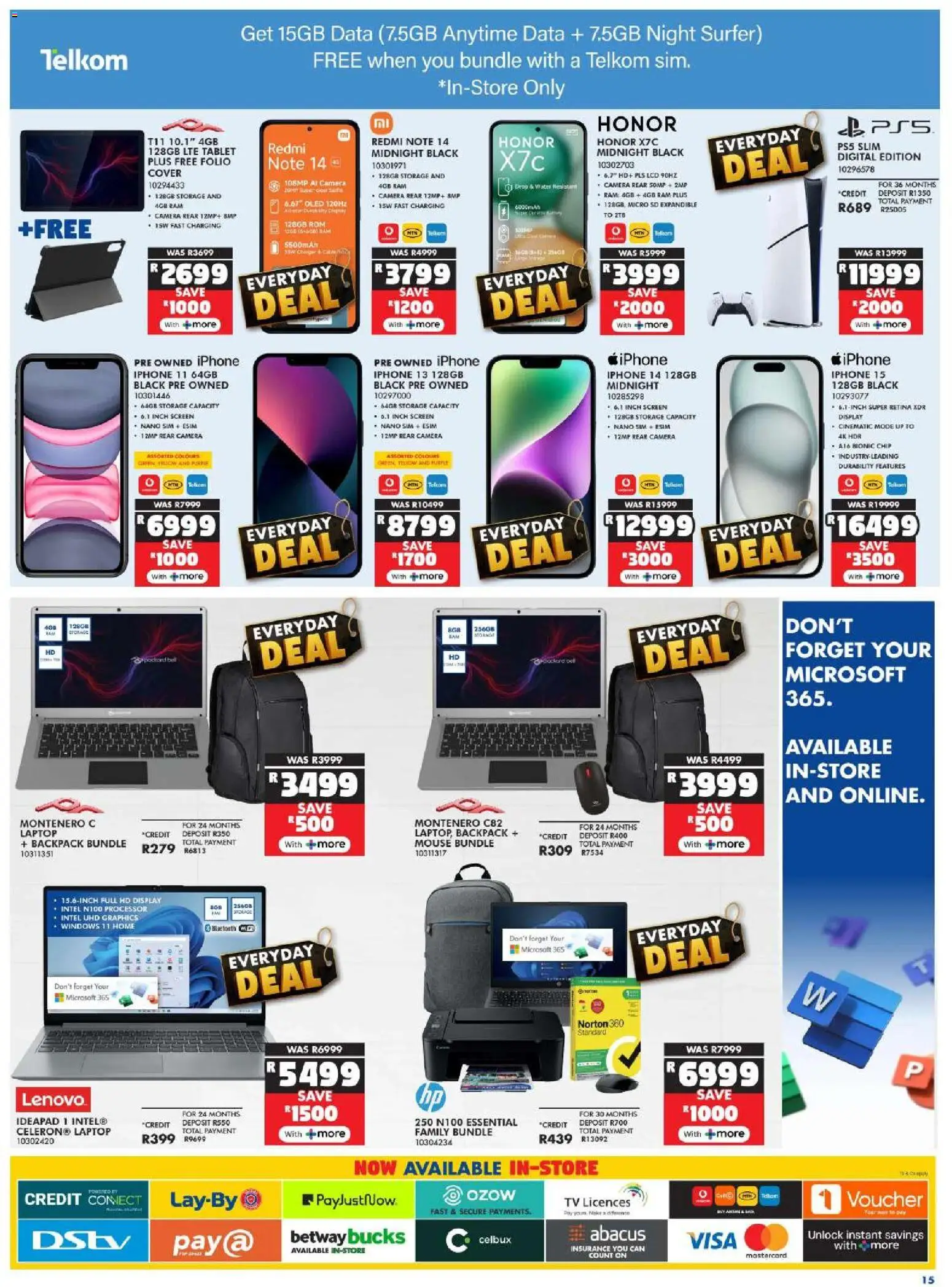 New Russells catalogue – valid from 10.11.2025 | Page: 15 | Products: Sim, Tablet, Backpack, Laptop