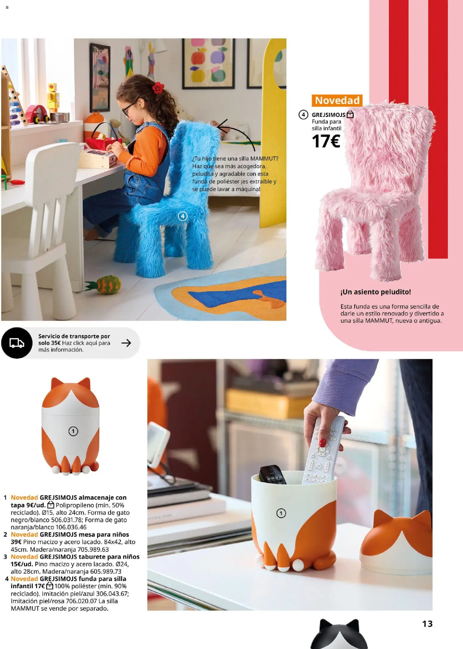 Catálogo IKEA Colección Grejsimojs │ válido desde el 01.02.2026 | Página: 13 | Productos: Taburete, Almacenaje, Mesa, Mesa para niños