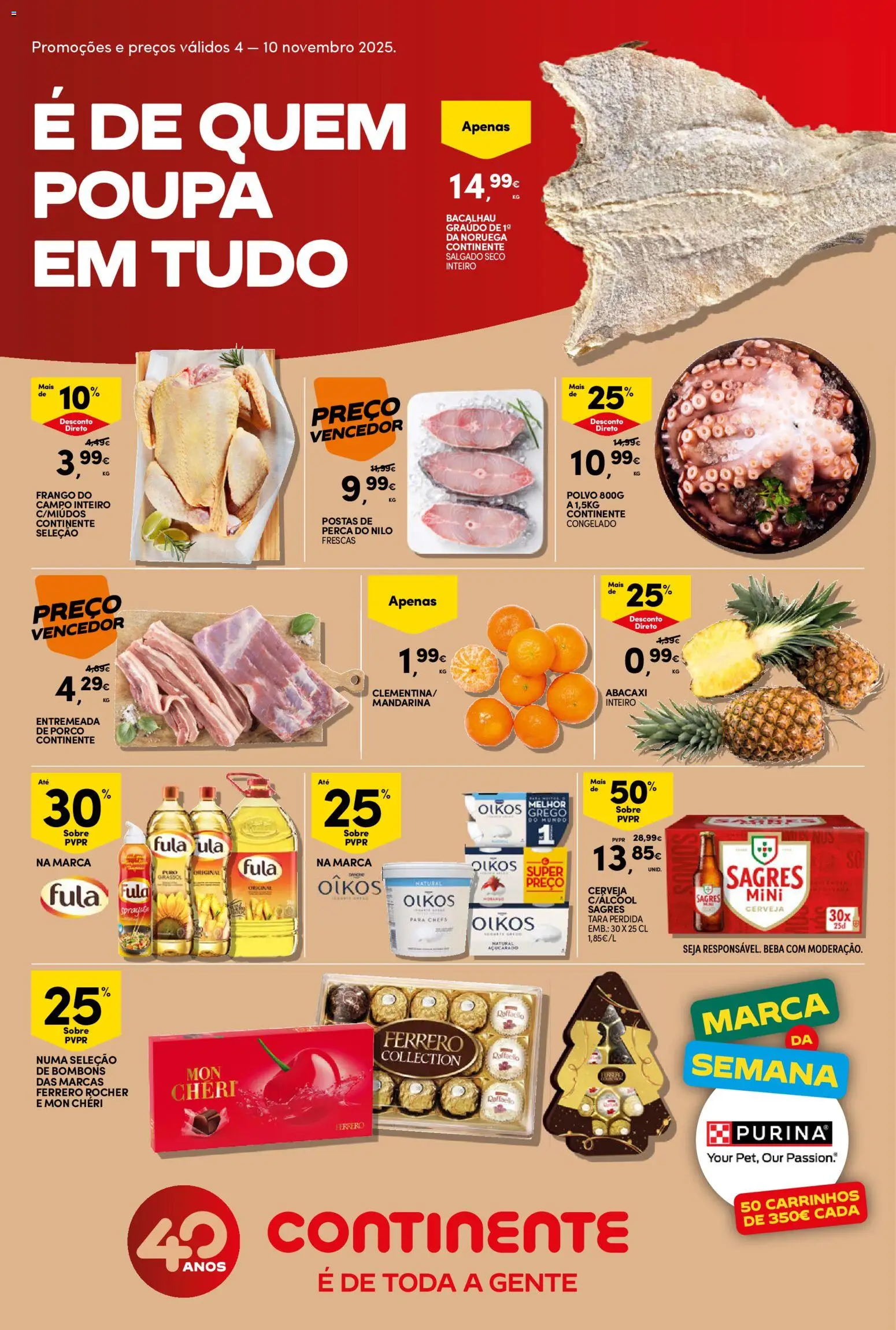 Continente Semanal Continente Bom Dia │ válido de 04.11.2025 | Página: 1 | Produtos: Frango, Polvo, Ferrero rocher, Abacaxi