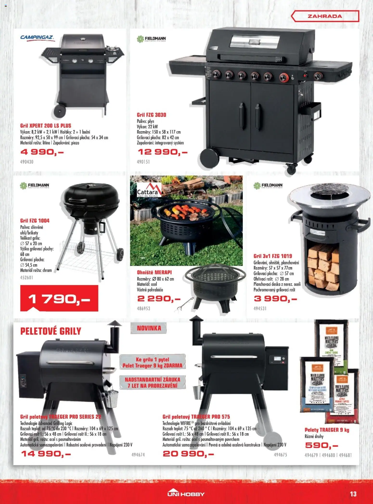 Uni Hobby leták od 05.03.2026 | Strana: 13 | Produkty: Pelety, Zahrada, Gril, Rošt