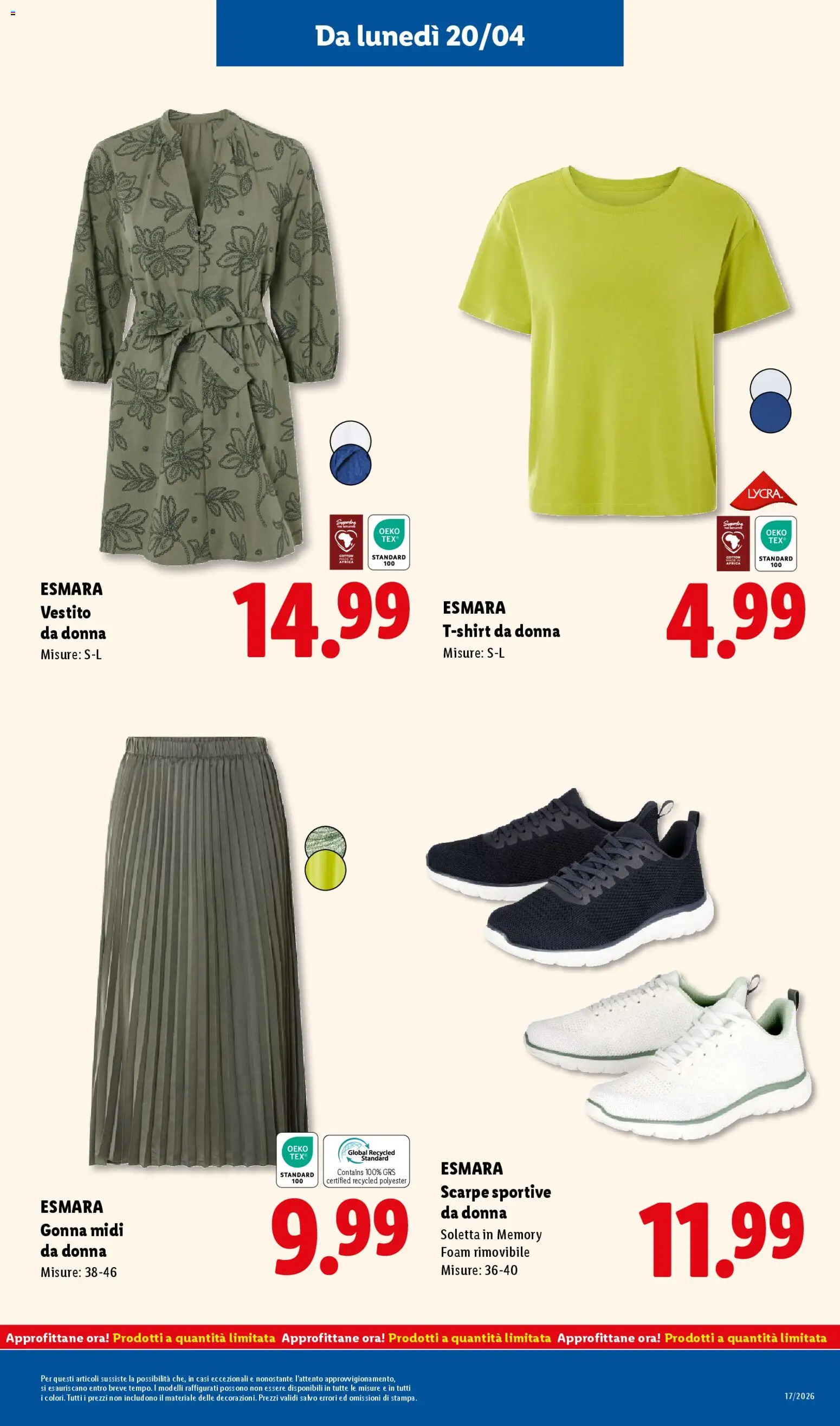 Volantino Lidl del 16.04.2026 | Pagina: 37 | Prodotti: T-shirt, Gonna, Vestito, Scarpe sportive