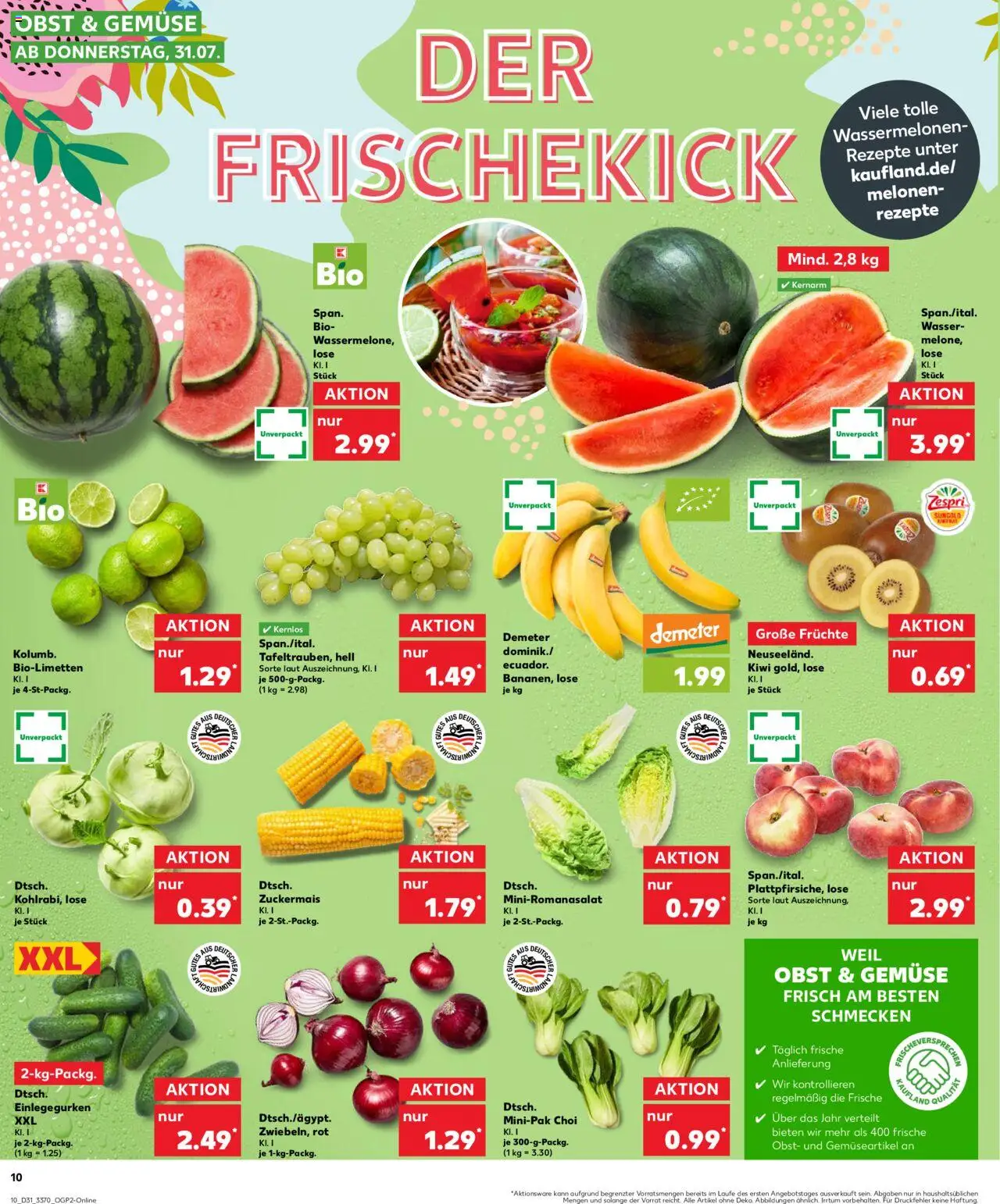 Kaufland Prospekt 	 - gültig ab dem 31.07.2025 | Seite: 10 | Produkte: Kohlrabi, Gemüse, Obst, Kiwi