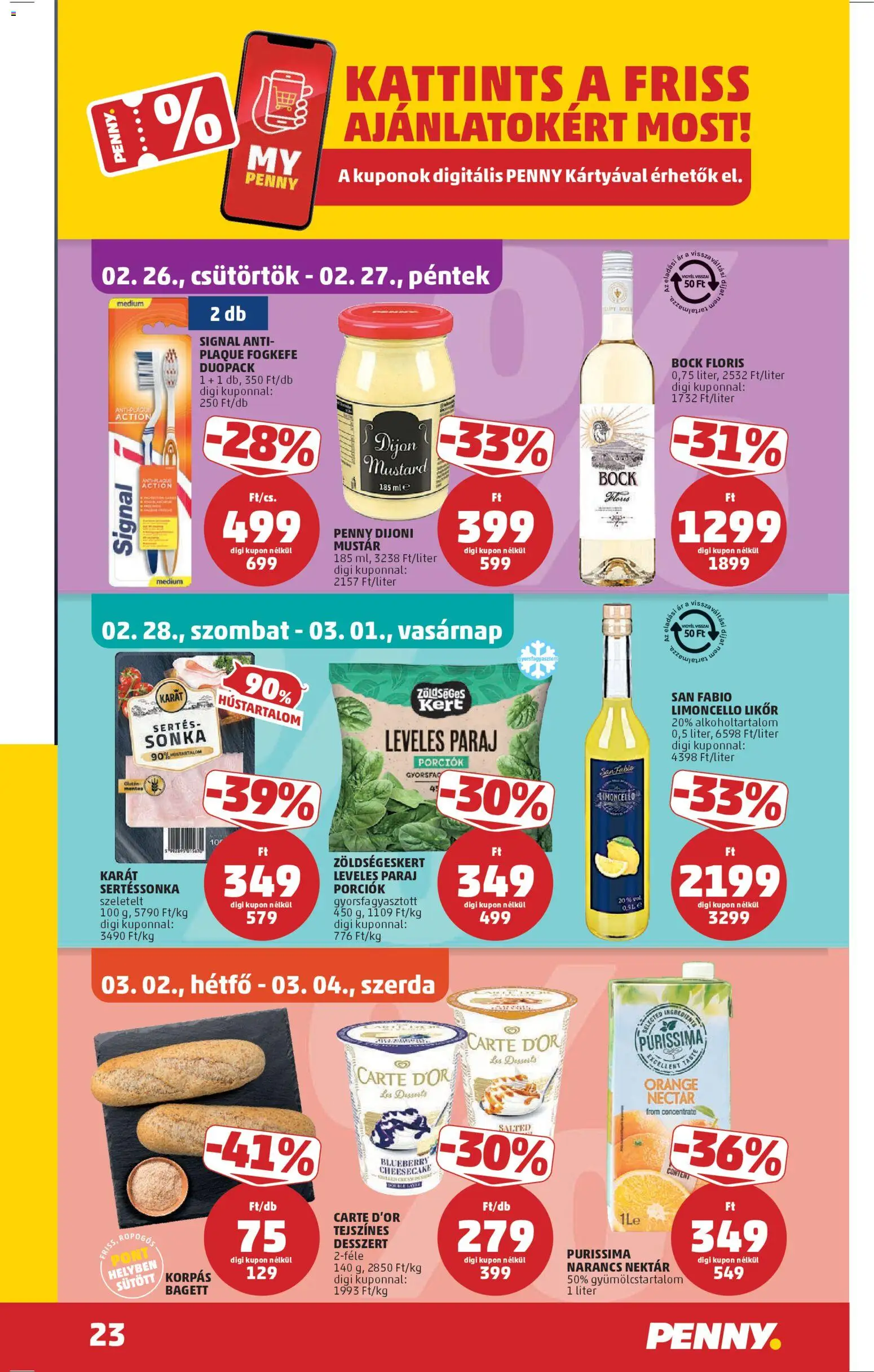 PENNY akciós ujság - amely érvényes a következő dátumtól: 26.02.2026 | Oldal: 27 | Termékek: Dijoni mustár, Bagett, Likőr, Mustár
