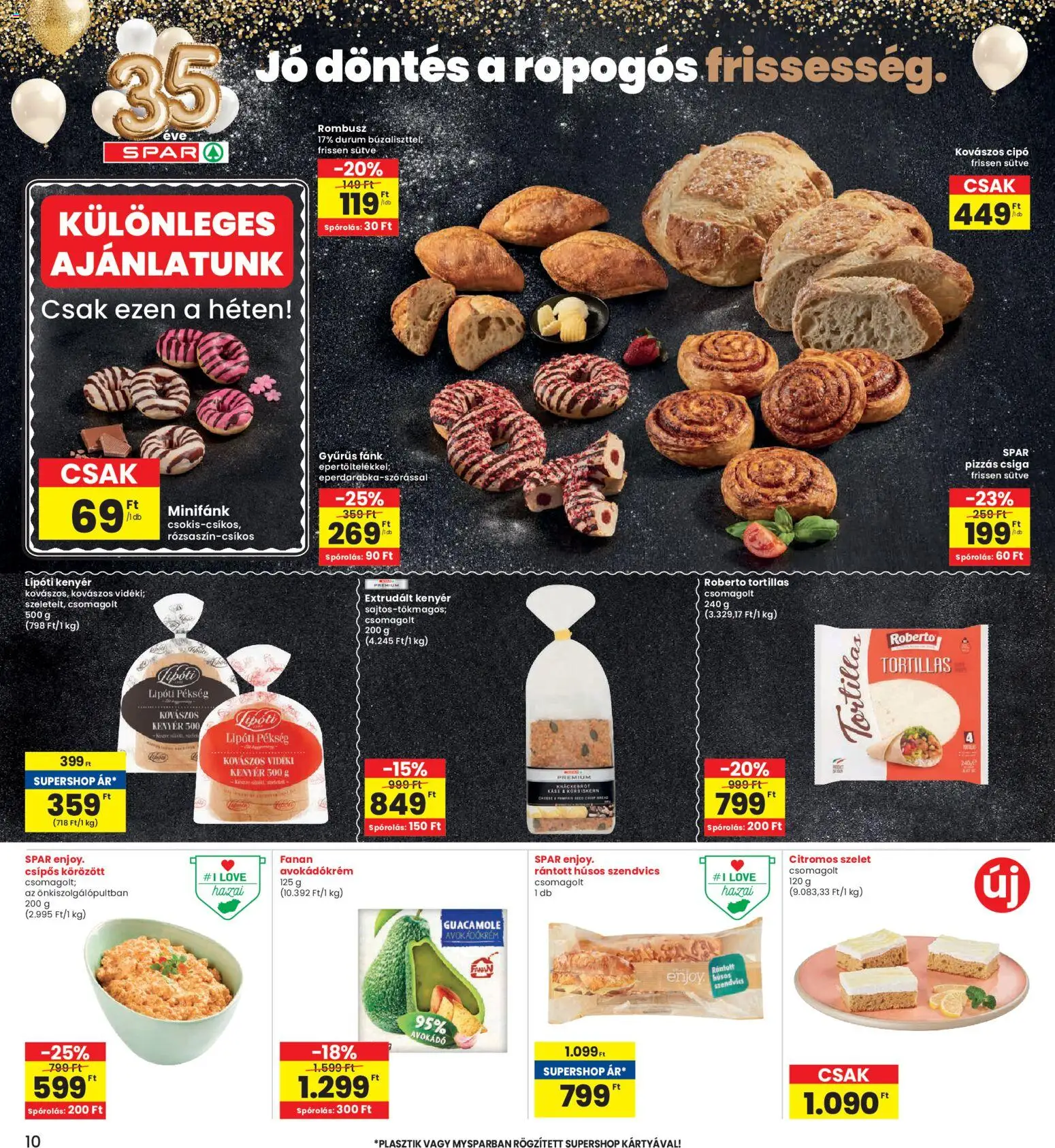 Interspar akciós ujság - amely érvényes a következő dátumtól: 15.01.2026 | Oldal: 10 | Termékek: Guacamole, Kenyér, Avokádó, Extrudált kenyér