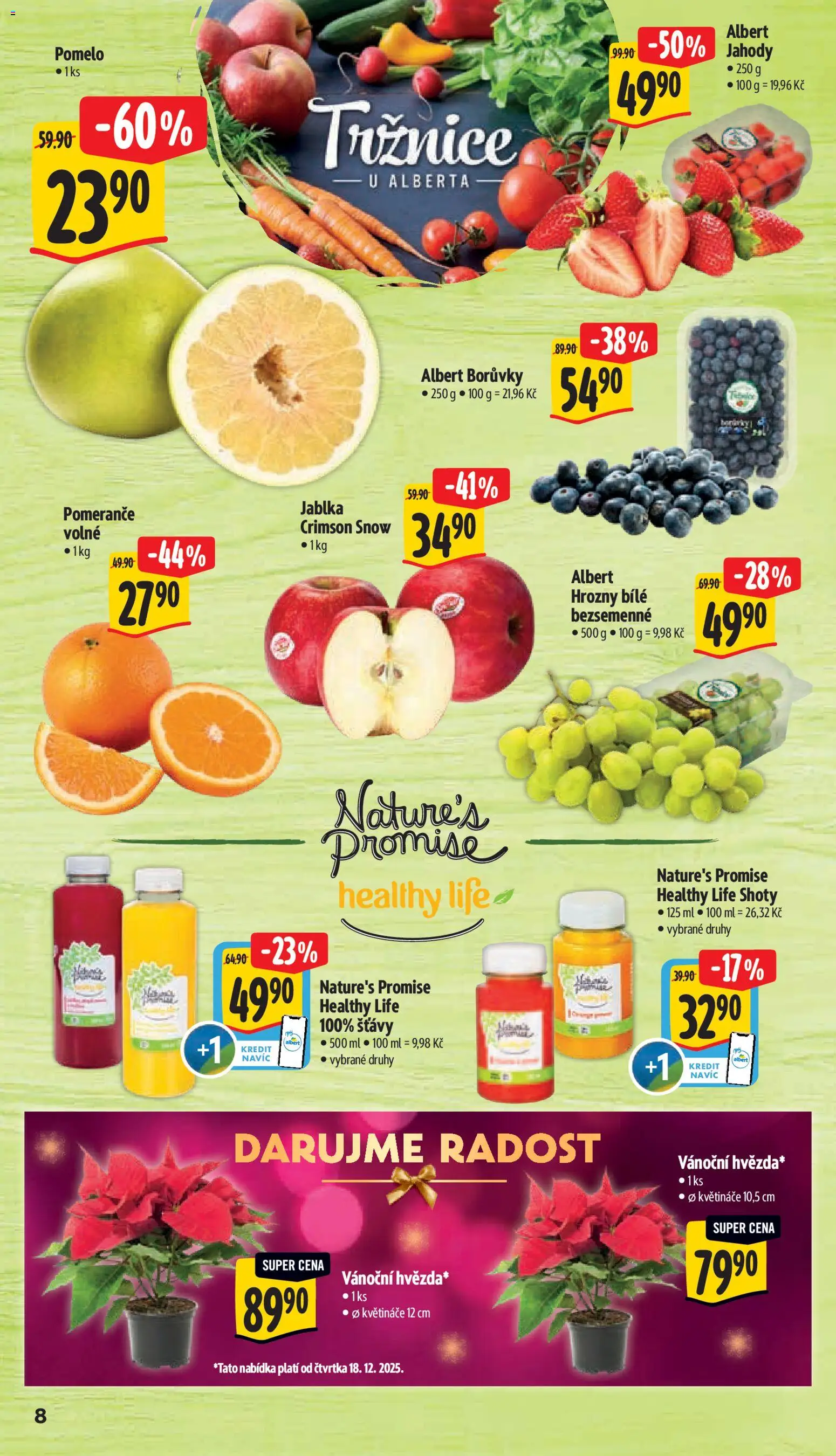 Albert leták - Supermarket od 17.12.2025 | Strana: 13 | Produkty: Pomelo, Jablka, Jahody, Hrozny
