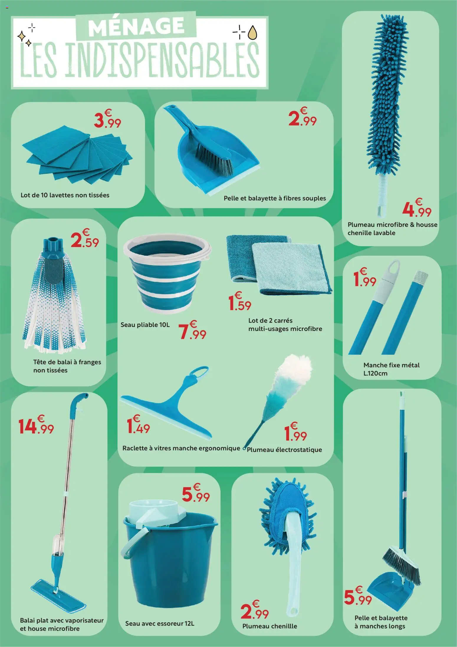 {H1} | Page: 14 | Produits: Vaporisateur, Raclette, Balai