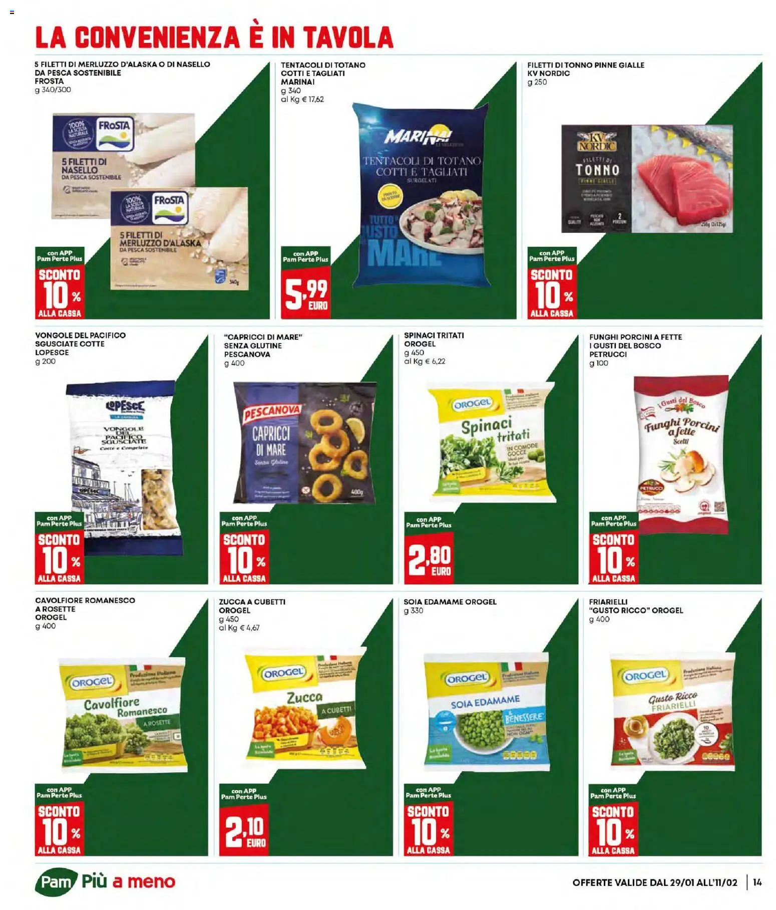 Volantino Panorama del 29.01.2026 | Pagina: 14 | Prodotti: Merluzzo, Vongole, Spinaci, Pinne