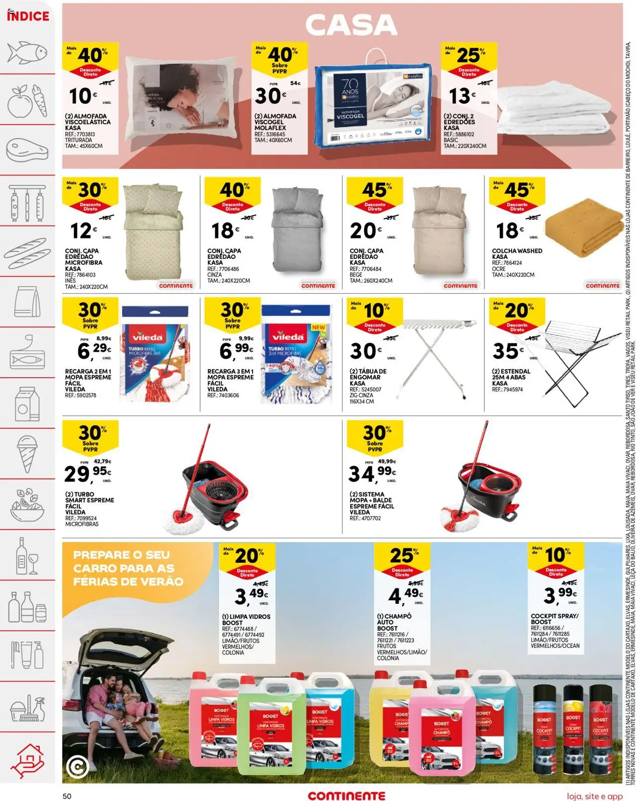 Continente folheto │ válido de 03.06.2025 | Página: 50 | Produtos: Balde, Almofada, Limpa vidros, Colcha
