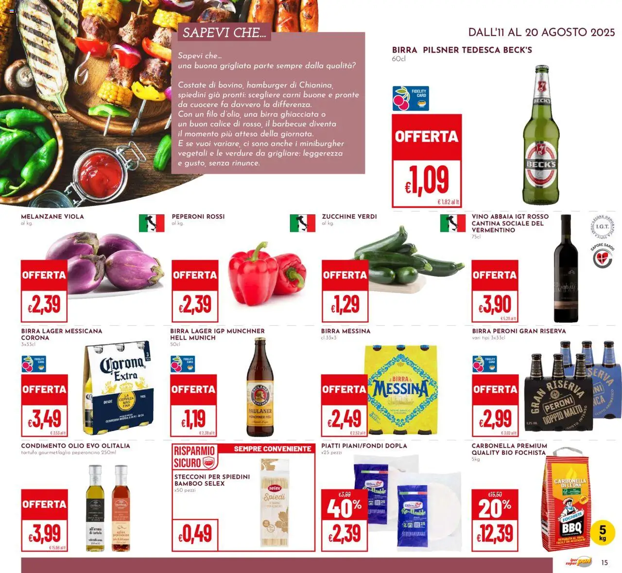 Volantino Pan del 11.08.2025 | Pagina: 15 | Prodotti: Birra, Birra messina, Melanzane, Hamburger