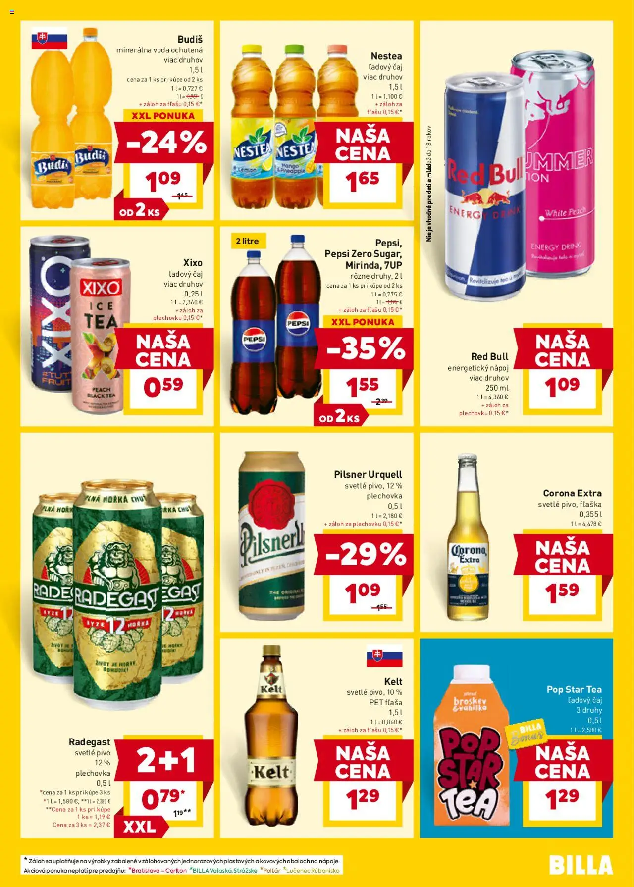 Billa leták │ platný od 20.08.2025 | Strana: 17 | Produkty: Čaj, Radegast, Red Bull, Budiš