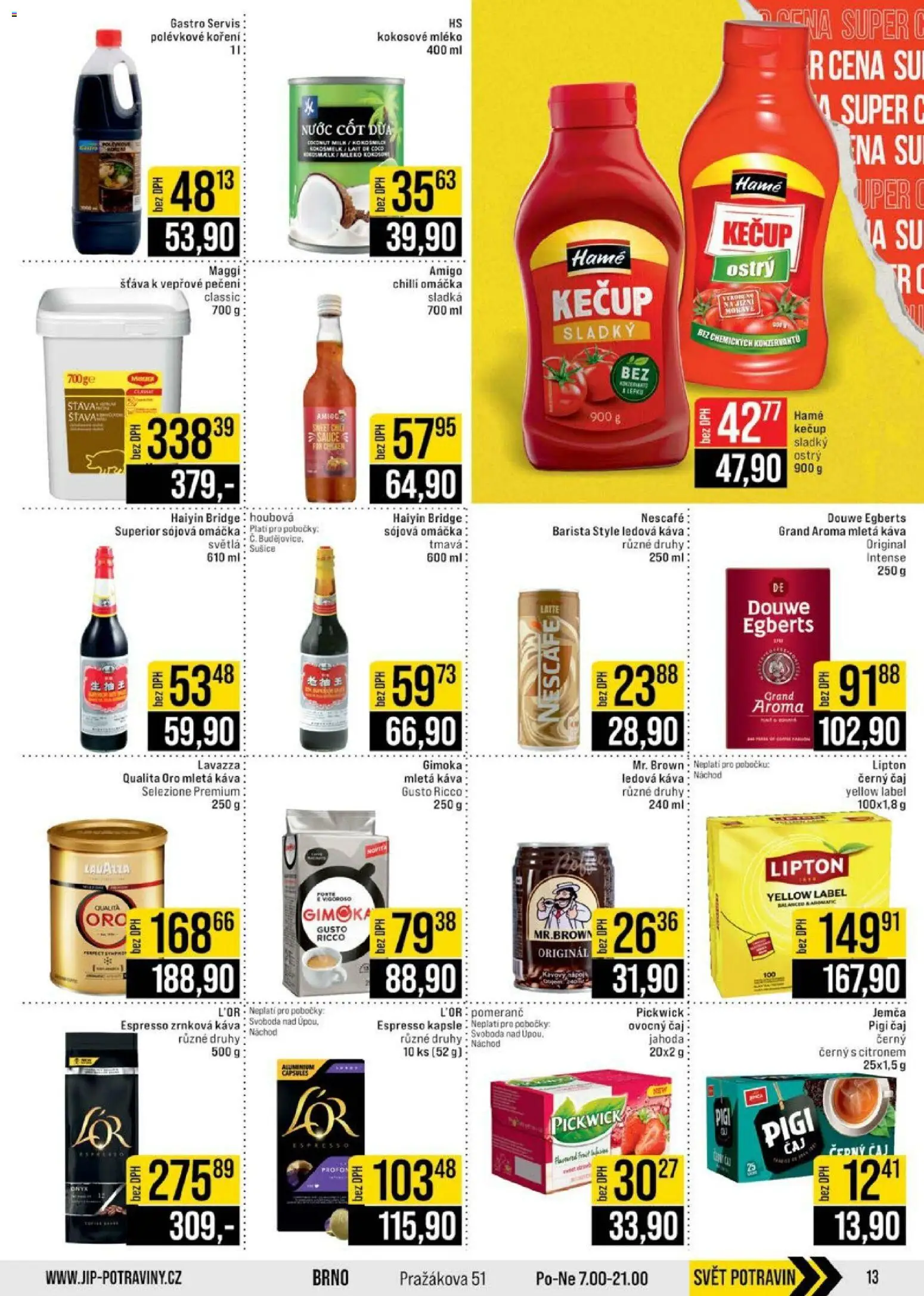 Jip leták - Cash & Carry od 25.02.2026 | Strana: 13 | Produkty: Ledová káva, Čaj, Kečup, Koření