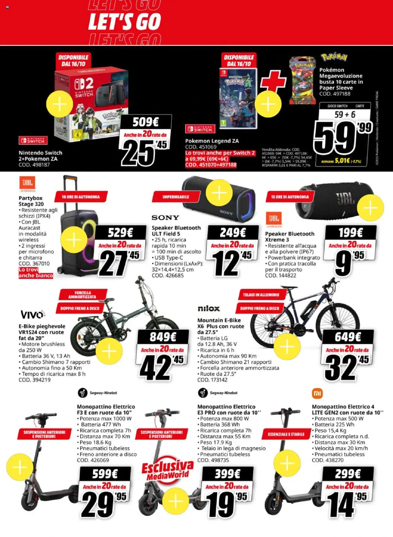 Volantino Media World del 13.10.2025 | Pagina: 24 | Prodotti: Disco, USB, Batteria, Monopattino elettrico