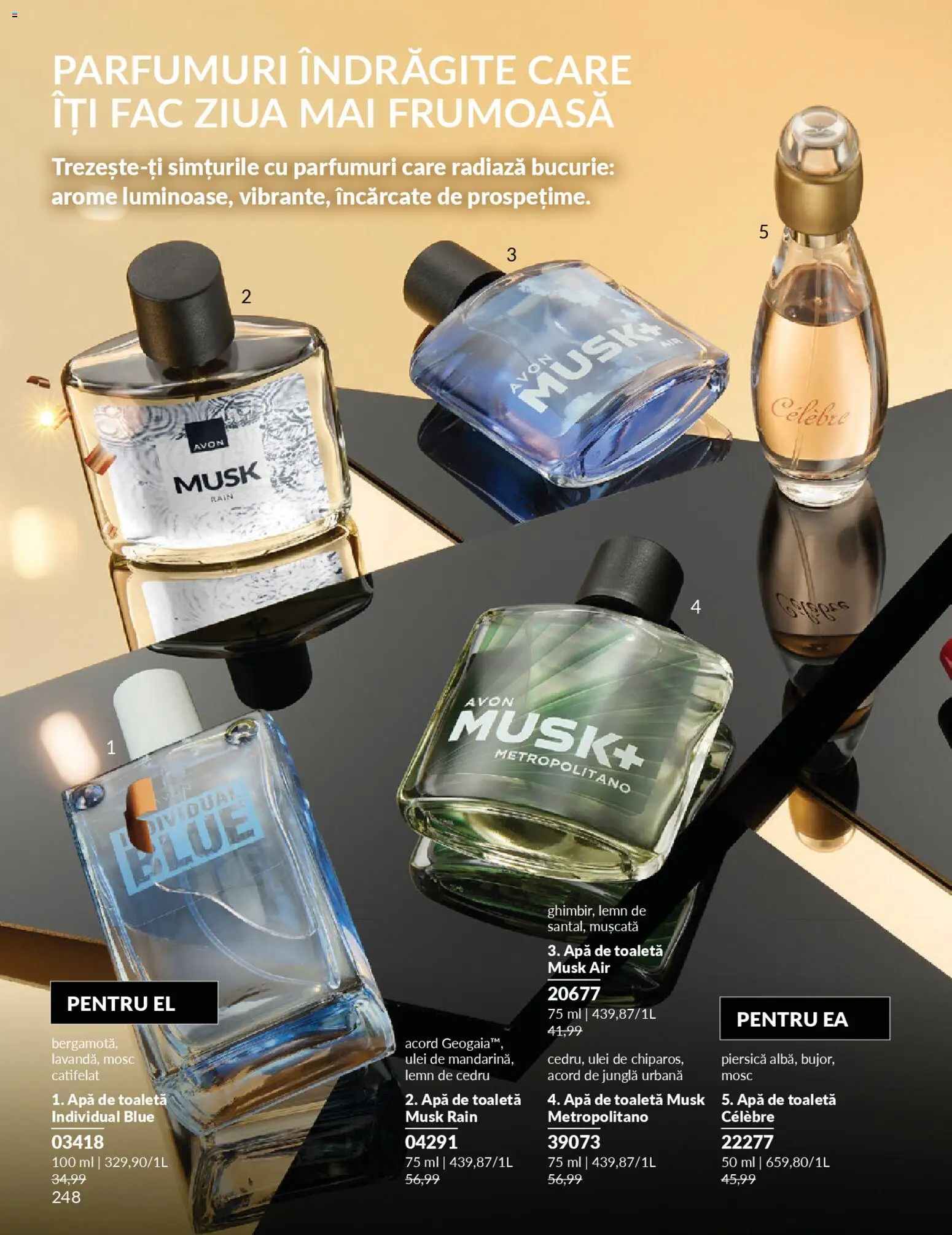 Noul catalog Avon – valabil de la 01.11.2025 | Pagină: 12 | Produse: Piersică, Toaletă, Apă de toaletă, Ulei