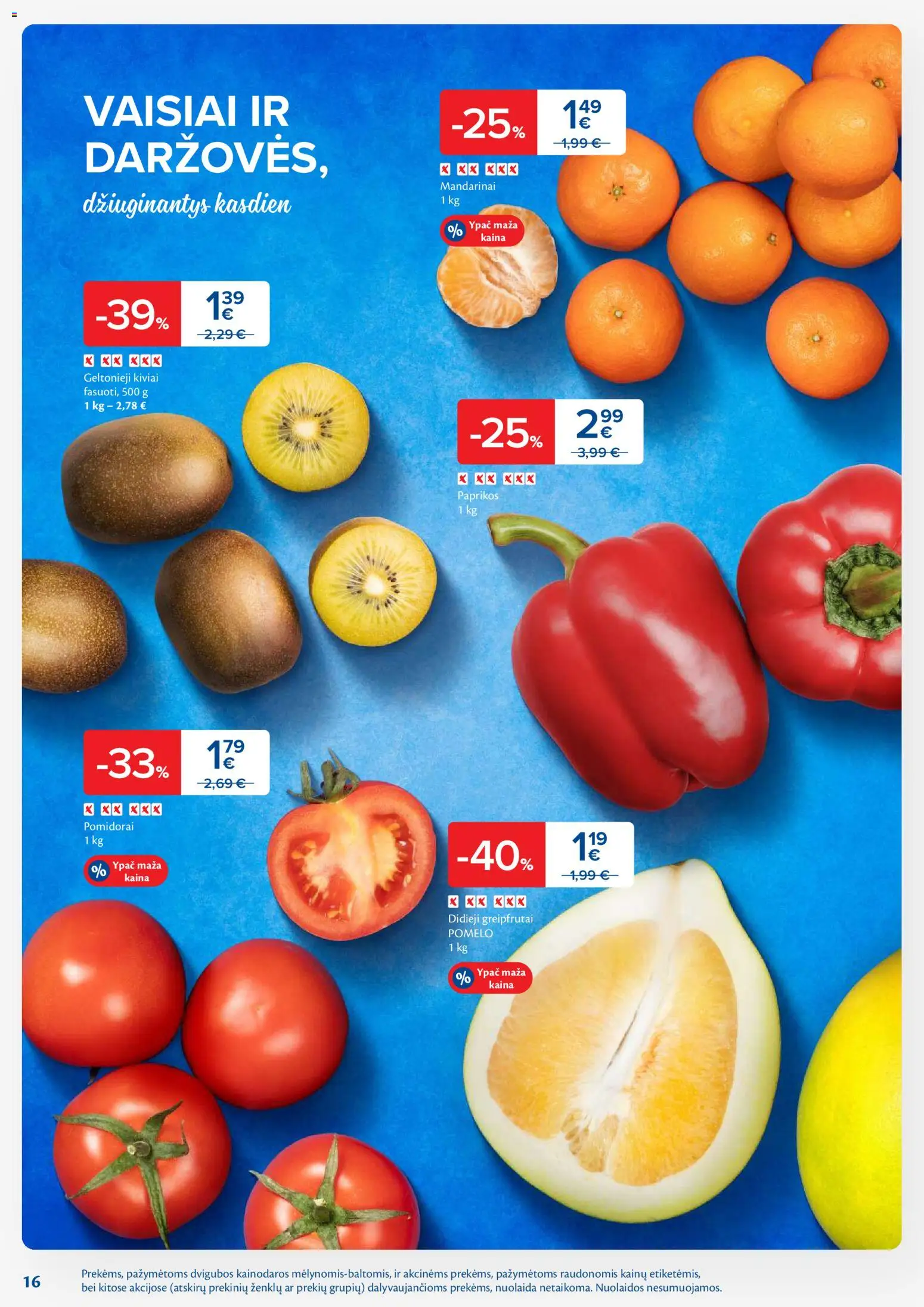 MAXIMA akcijos nuo 18.11.2025 | Puslapis: 16 | Prekių: Pomidorai, Kiviai, Mandarinai