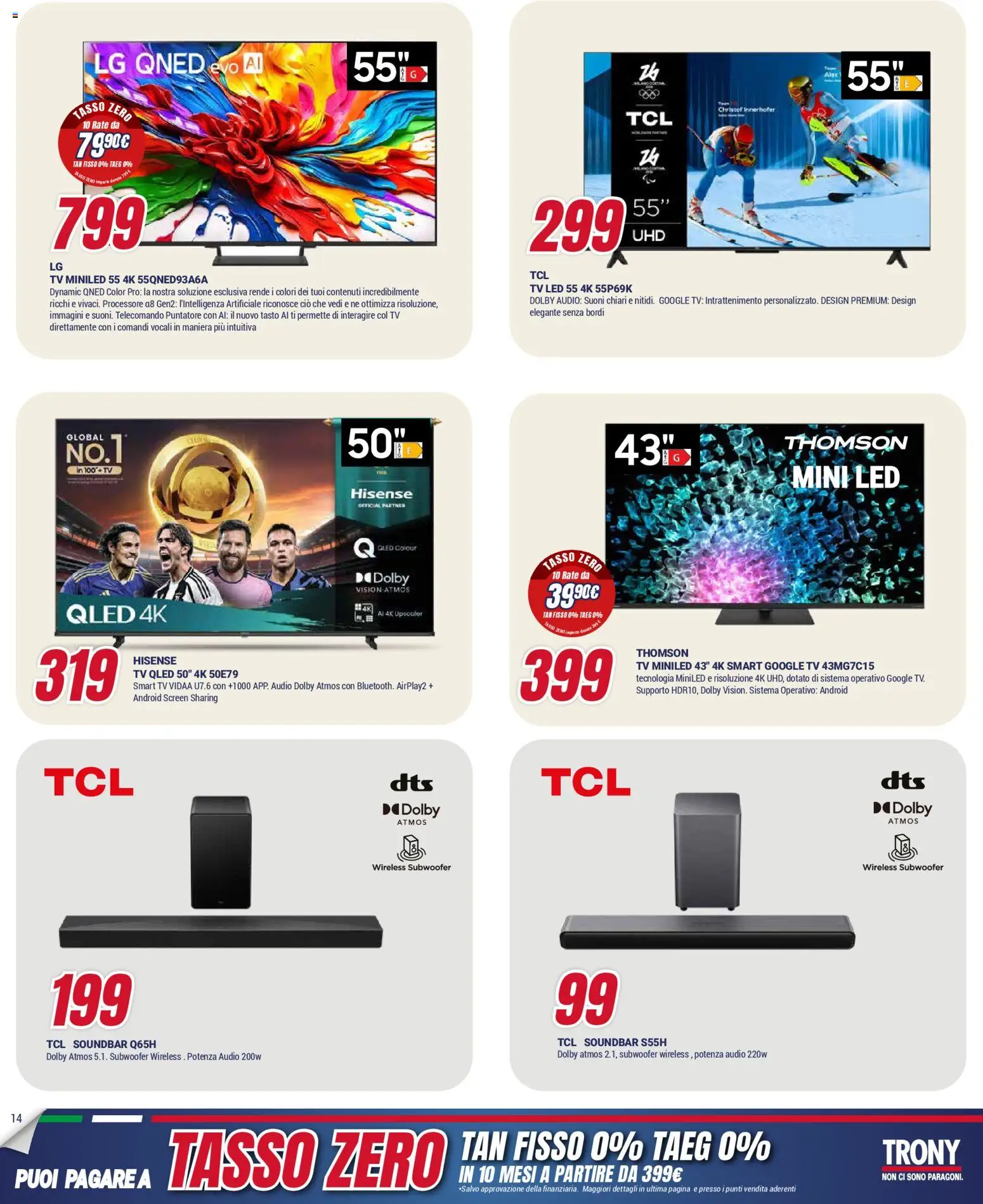 Volantino Trony del 15.01.2026 | Pagina: 14 | Prodotti: Telecomando, smart TV, Soundbar, Audio