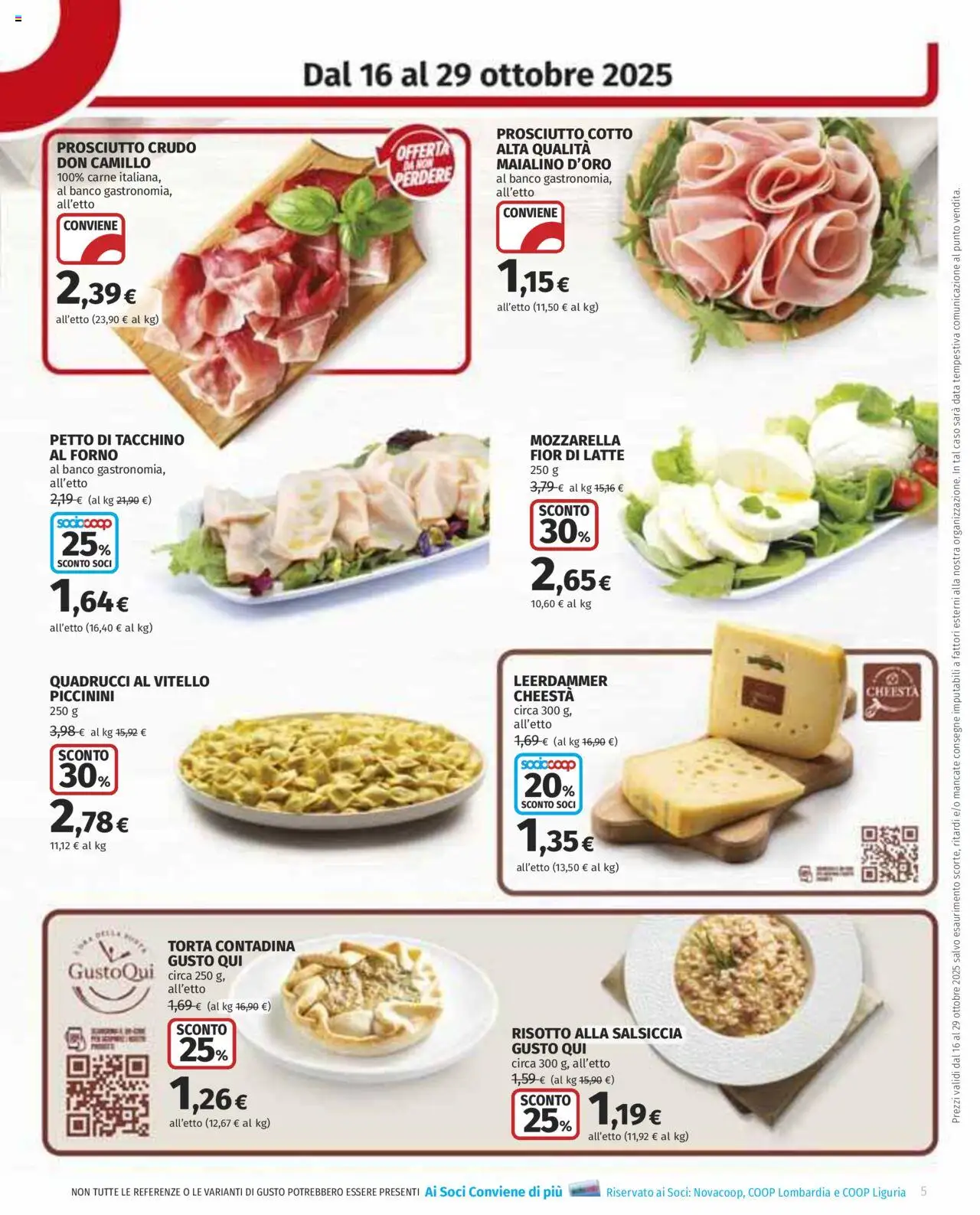 Volantino COOP del 16.10.2025 | Pagina: 5 | Prodotti: Prosciutto Crudo, Prosciutto Cotto, Latte, Salsiccia
