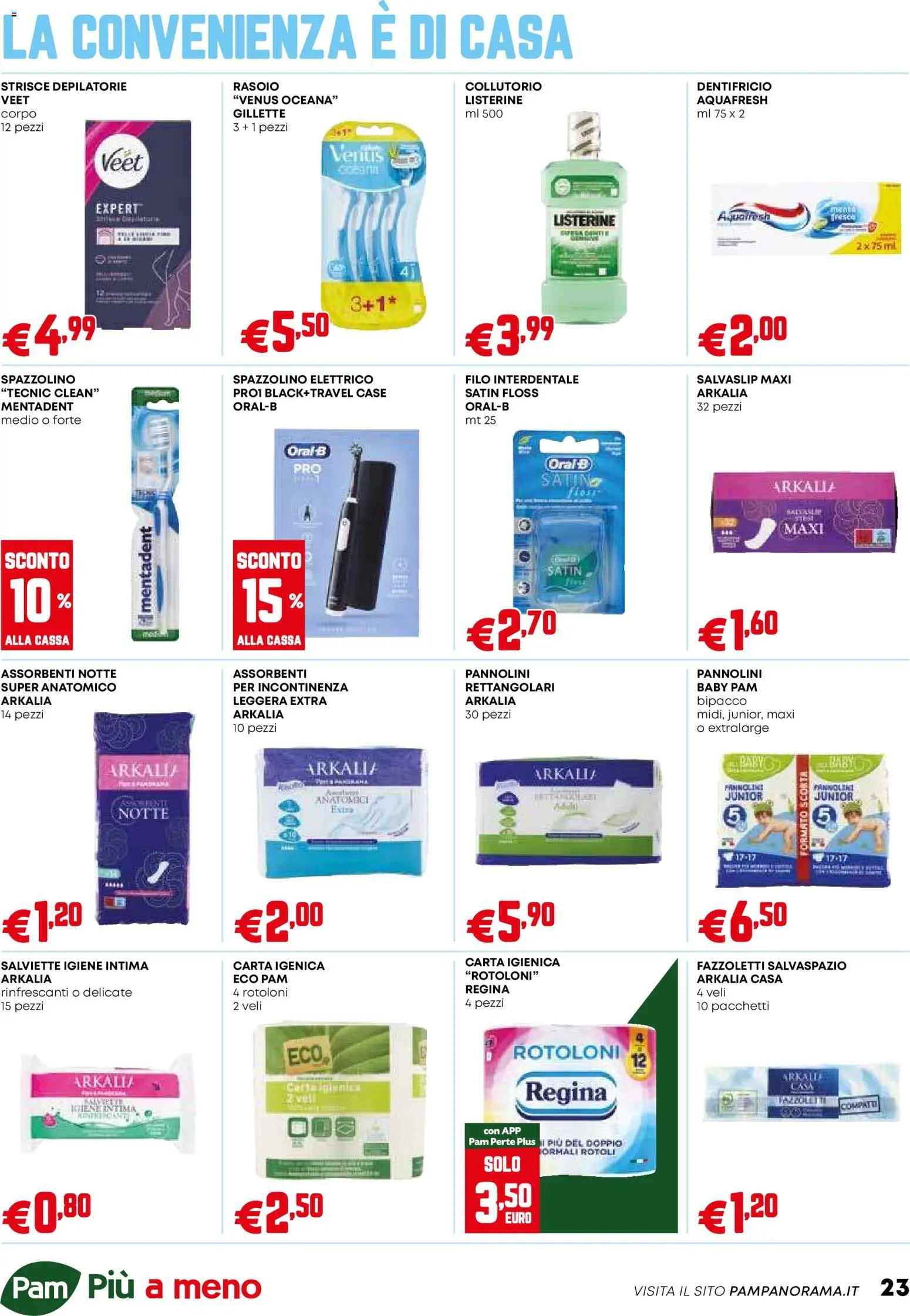 Volantino PAM del 18.12.2025 | Pagina: 23 | Prodotti: Carta igienica, Dentifricio, Fazzoletti, Menta