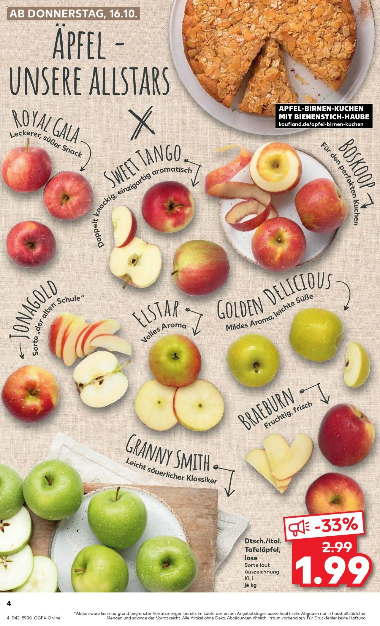 Kaufland prospekt Frankfurt (Oder)	 – gültig ab 16.10.2025 | Seite: 4 | Produkte: Äpfel, Apple, Kuchen