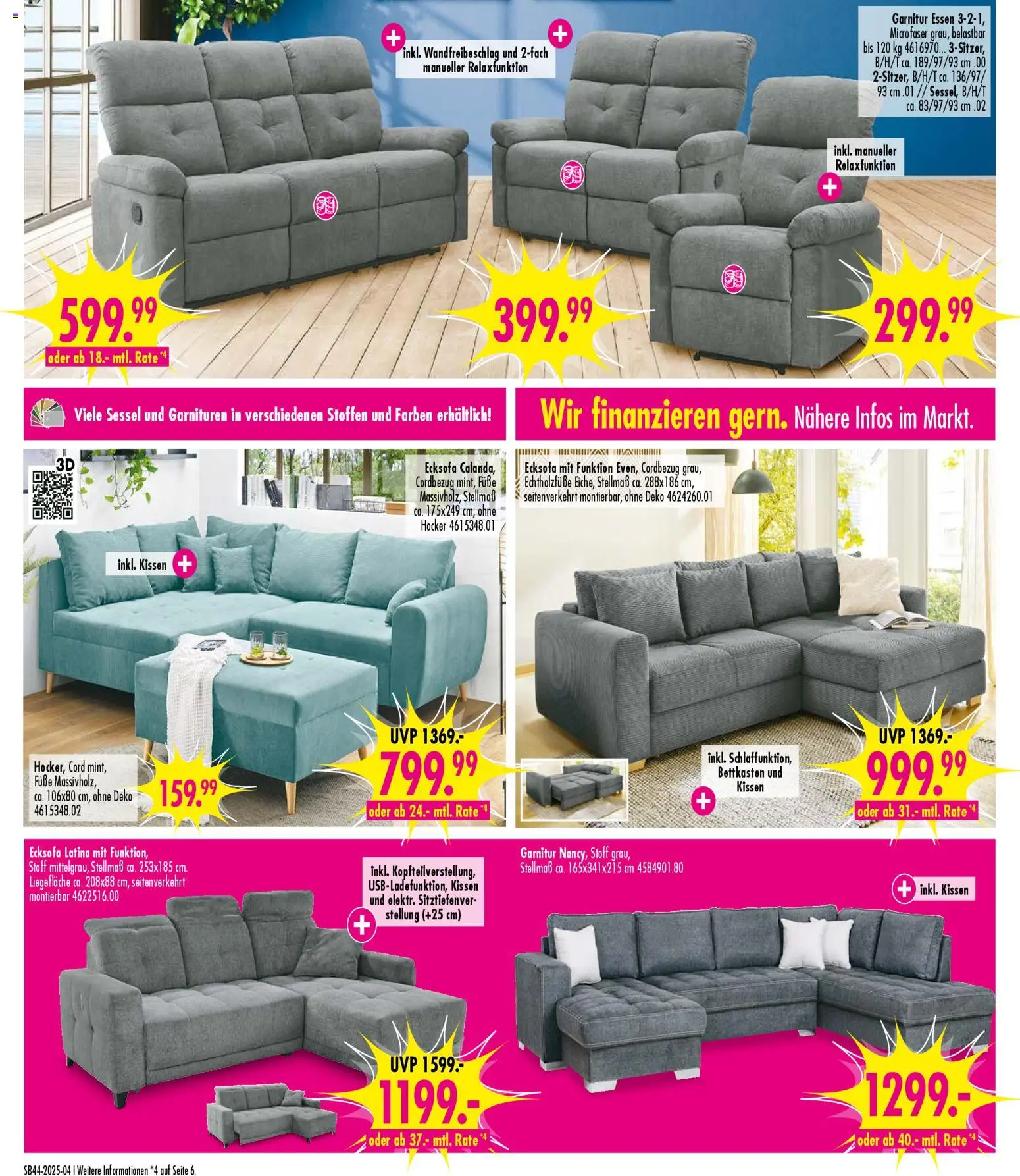 SB Möbel Boss Prospekt - Neunkirchen 	 – gültig ab 25.10.2025 | Seite: 4 | Produkte: Hocker, Ecksofa, Kissen, Sessel
